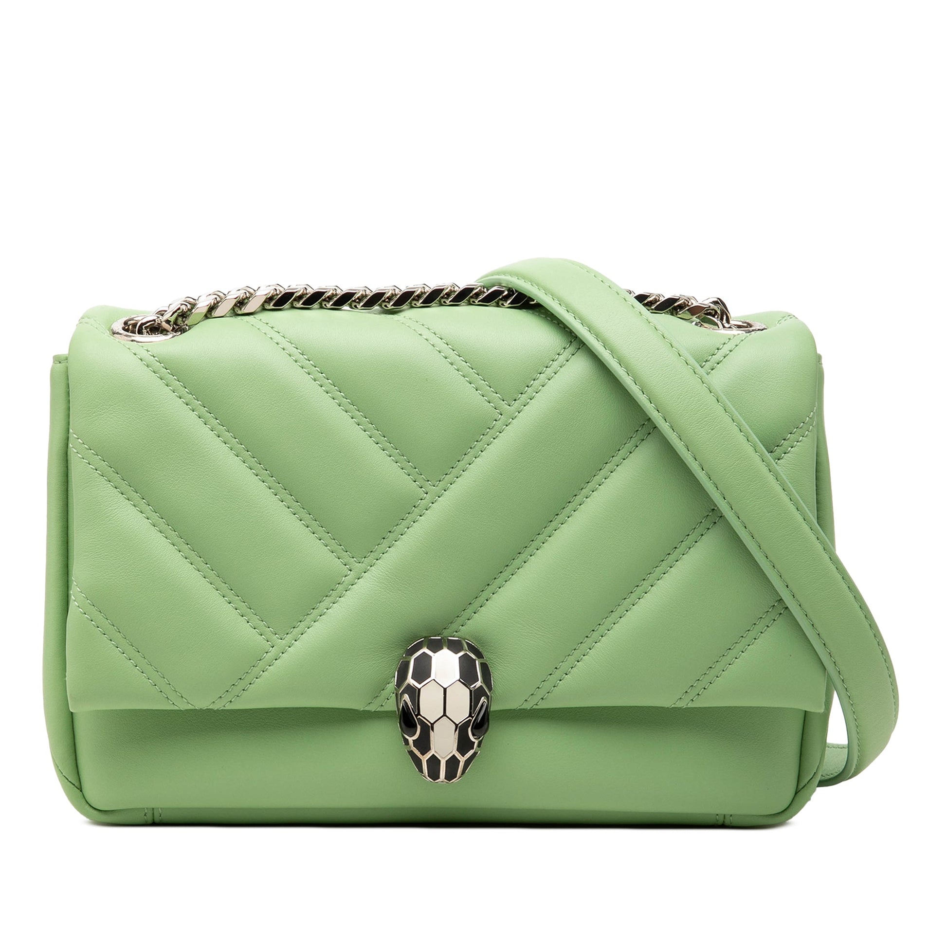 Bvlgari Leather Serpenti Cabochon Chain Crossbody