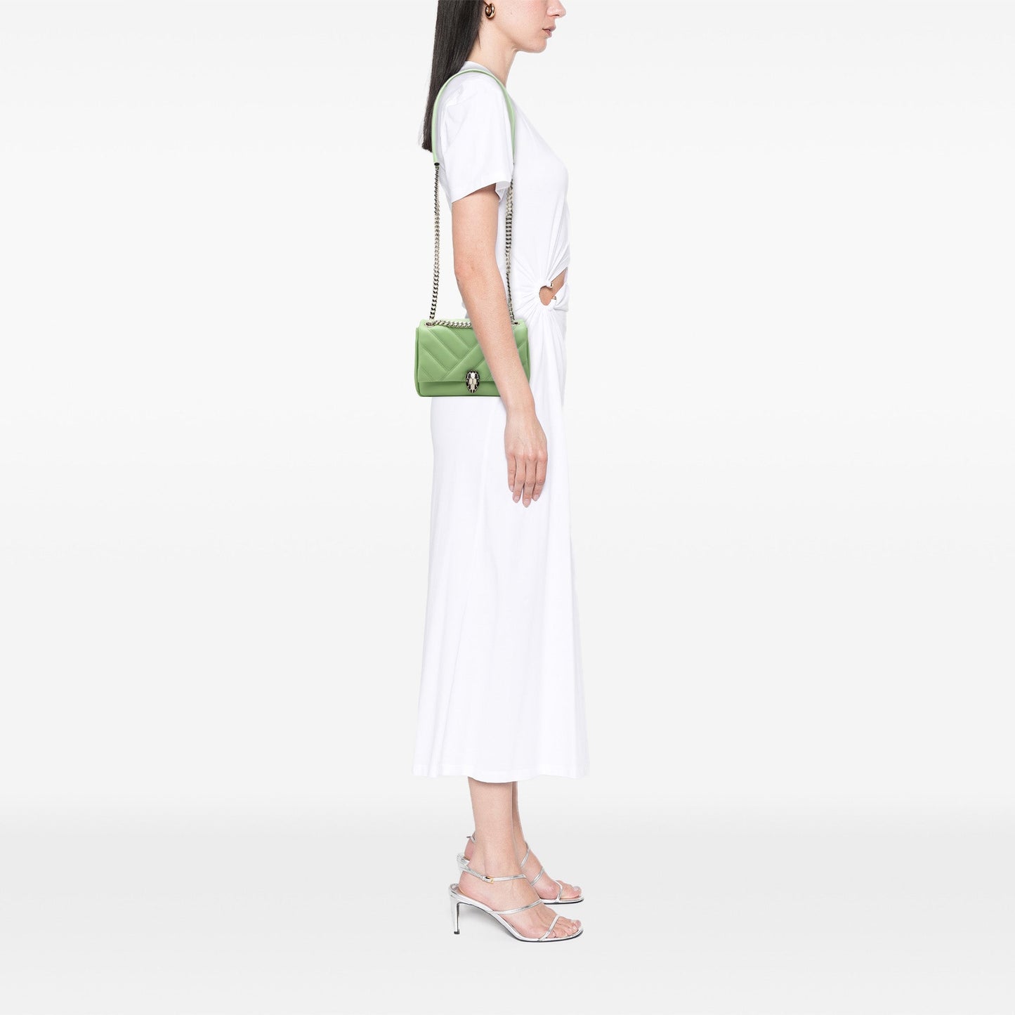 Bvlgari Leather Serpenti Cabochon Chain Crossbody