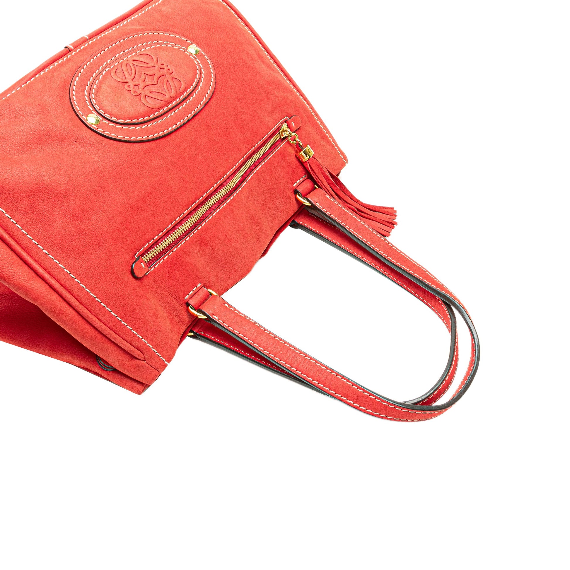 LOEWE Nubuck Anagram Madrid Fringe Shoulder Bag
