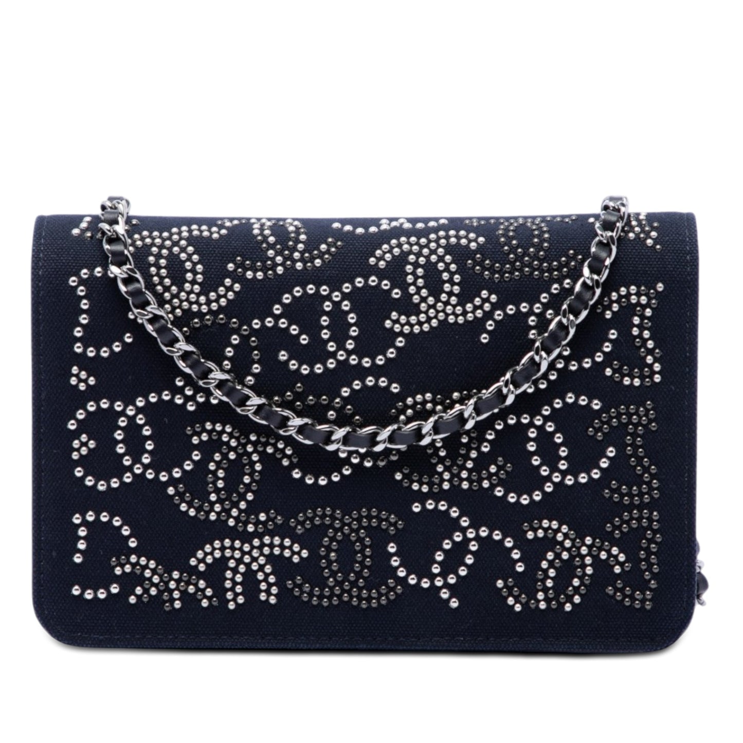 Chanel Paris Shanghai Crystal Embellished Canvas Wallet On Chain