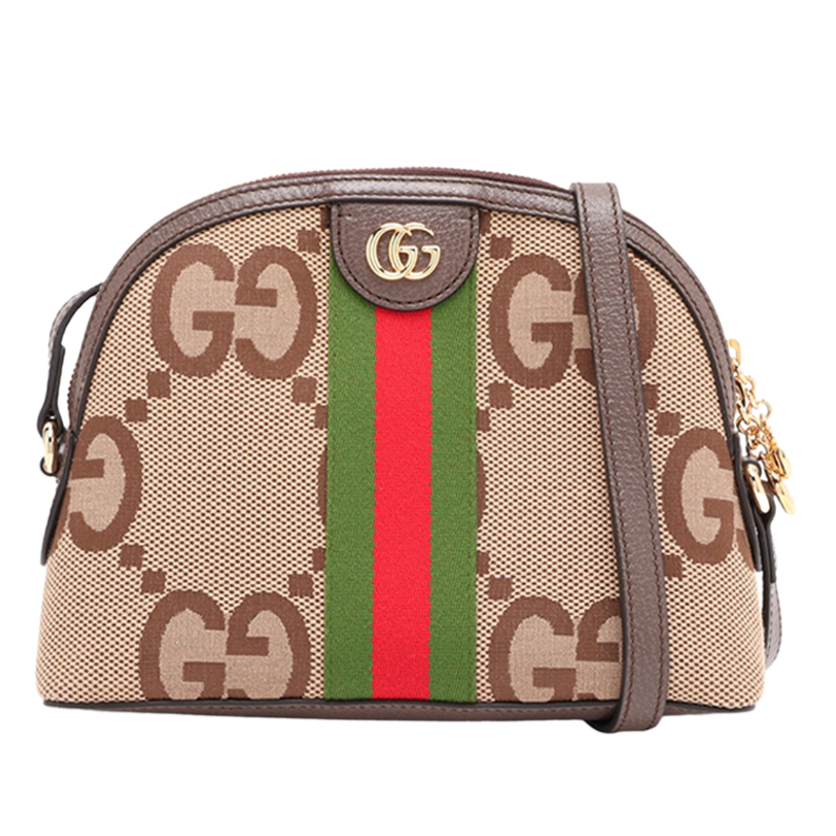 Gucci Small Jumbo GG Canvas Web Ophidia Dome Crossbody — Beige