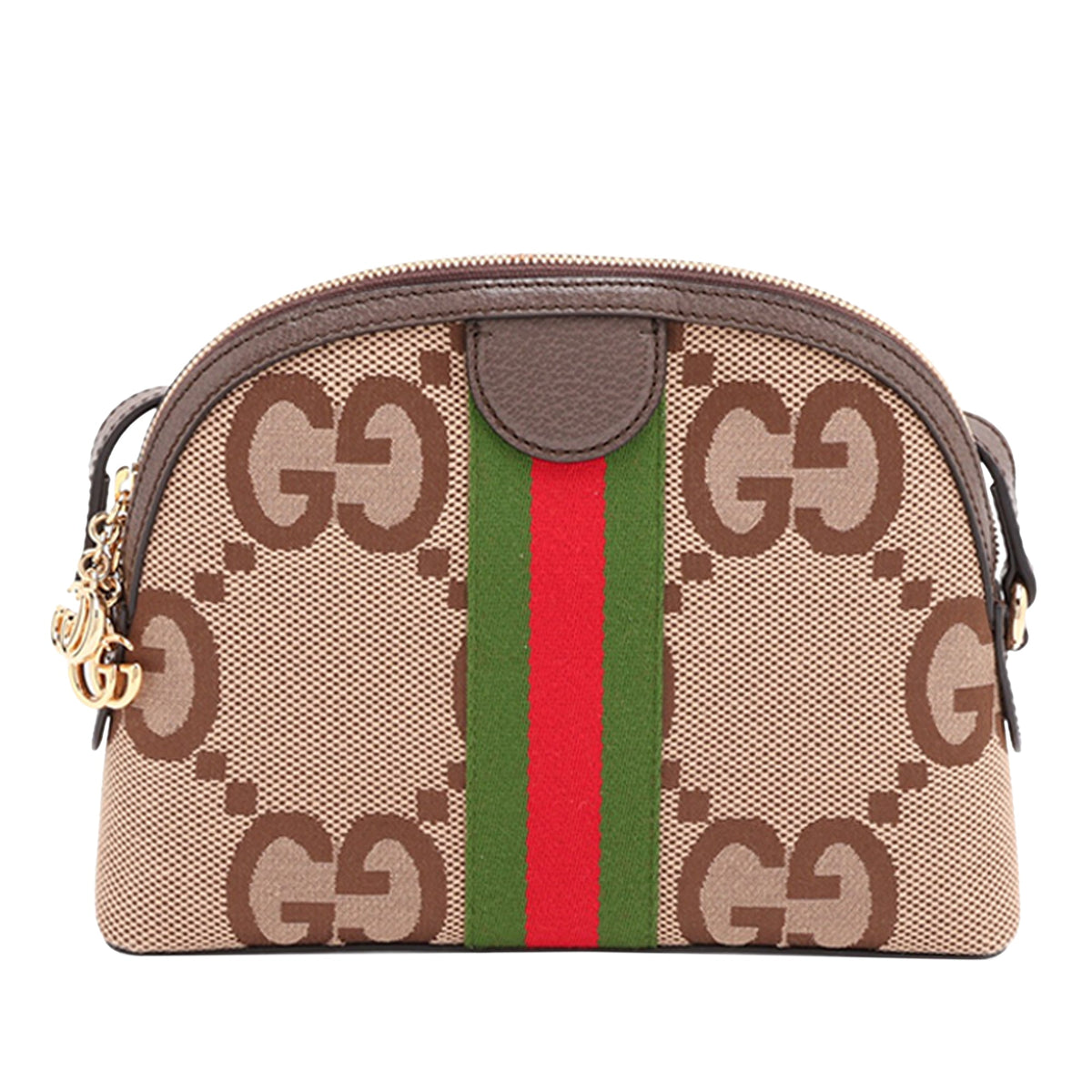 Gucci Small Jumbo GG Canvas Web Ophidia Dome Crossbody — Beige