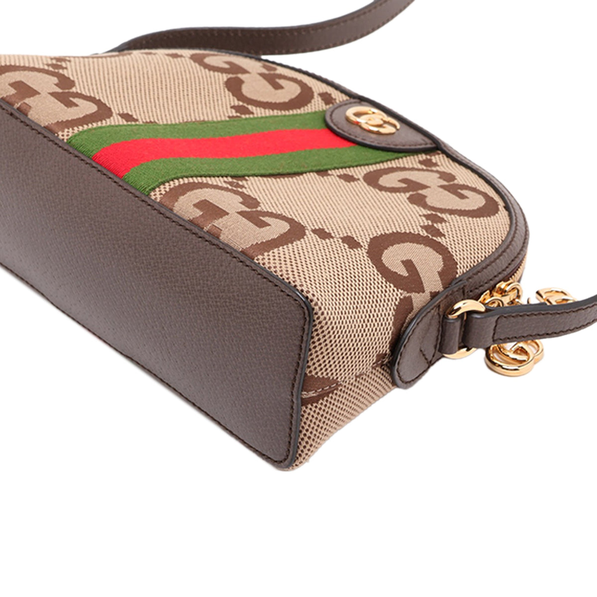 Gucci Small Jumbo GG Canvas Web Ophidia Dome Crossbody — Beige