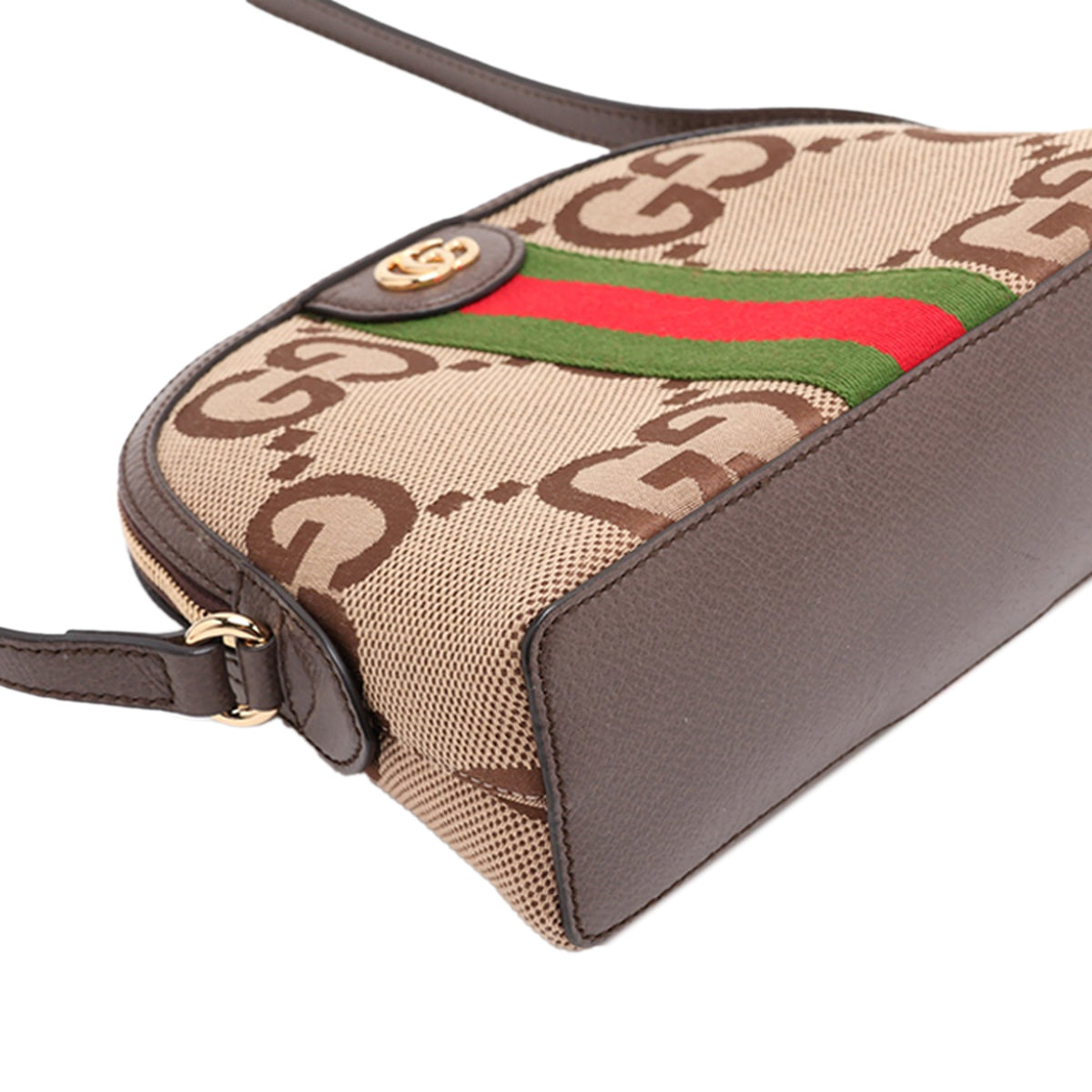 Gucci Small Jumbo GG Canvas Web Ophidia Dome Crossbody — Beige