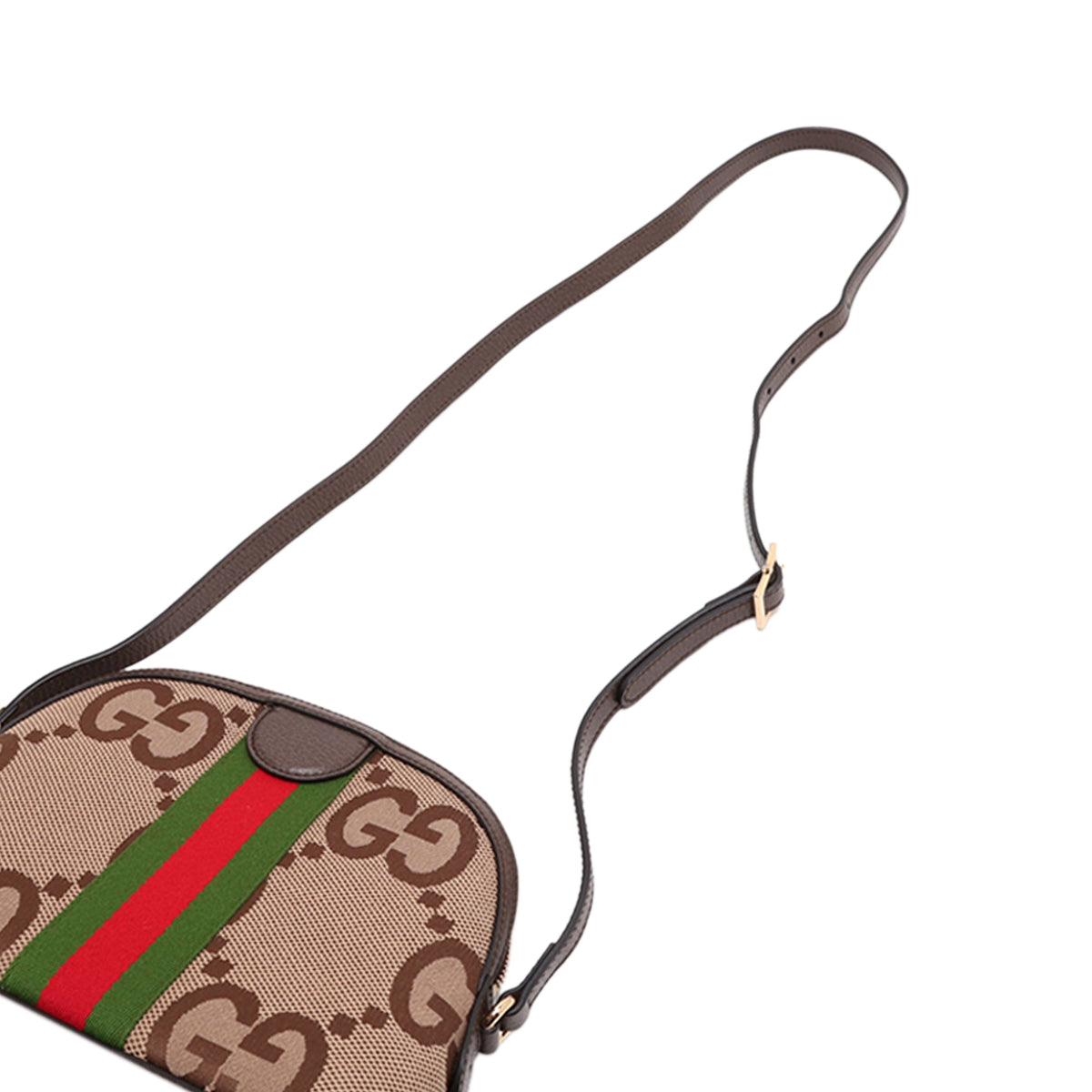 Gucci Small Jumbo GG Canvas Web Ophidia Dome Crossbody — Beige