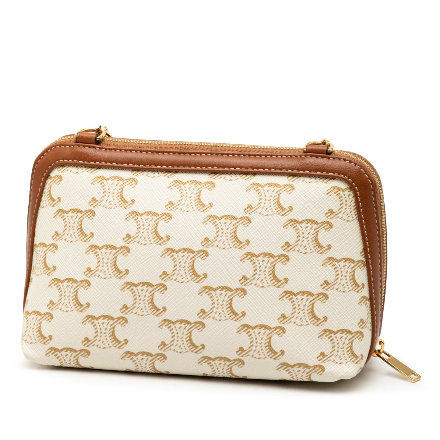 Celine Triomphe Coated Canvas Clutch On Chain
