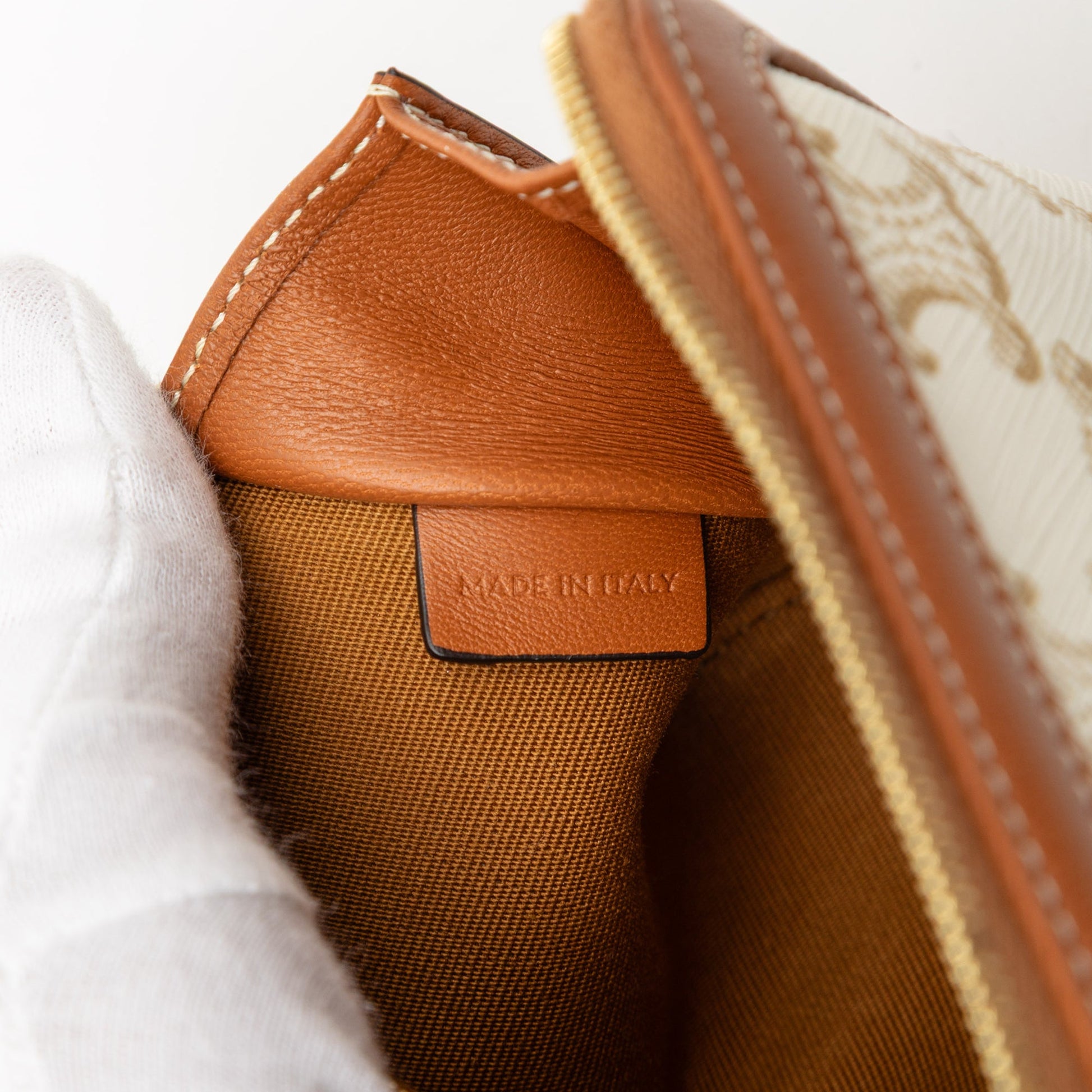Celine Triomphe Coated Canvas Clutch On Chain