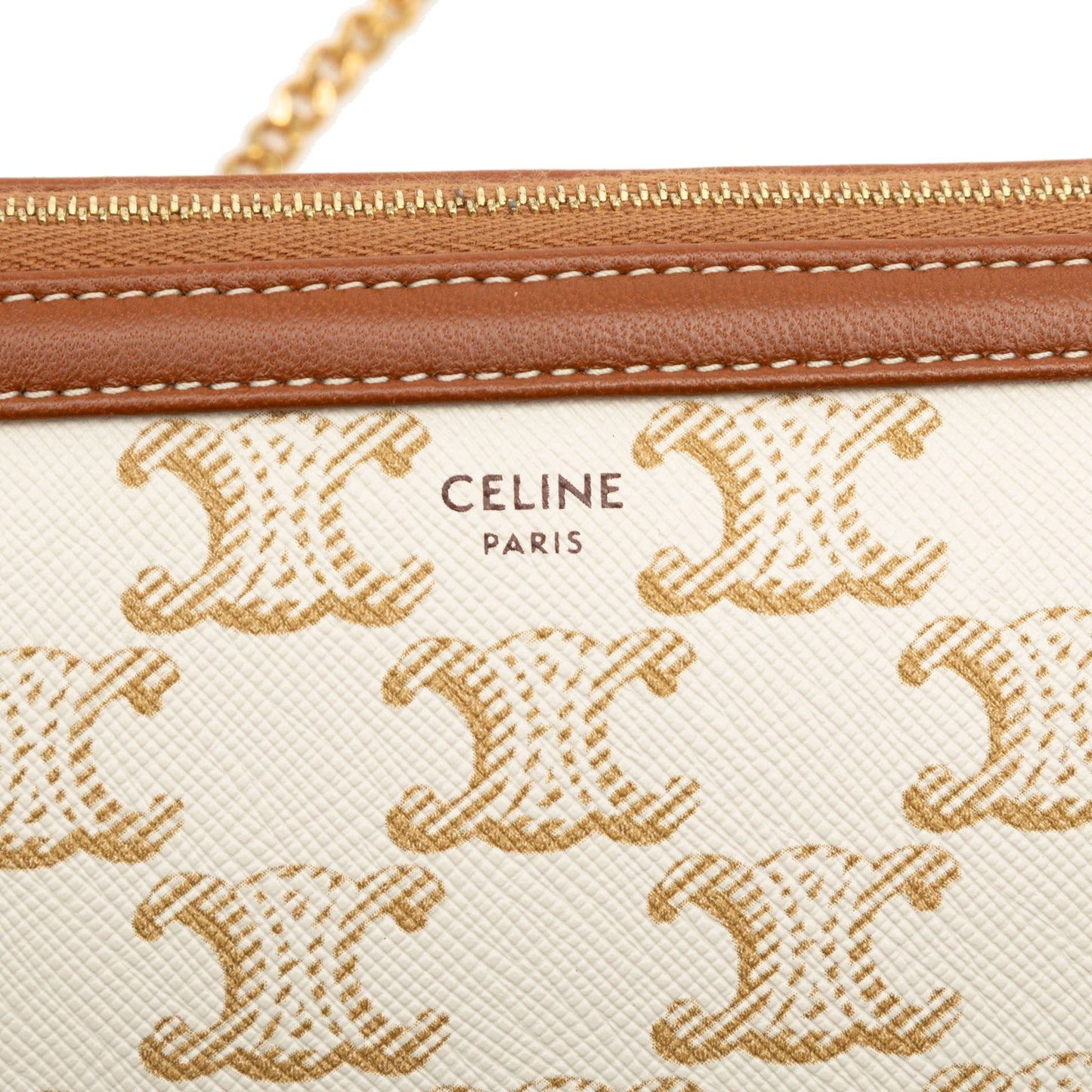 Celine Triomphe Coated Canvas Clutch On Chain