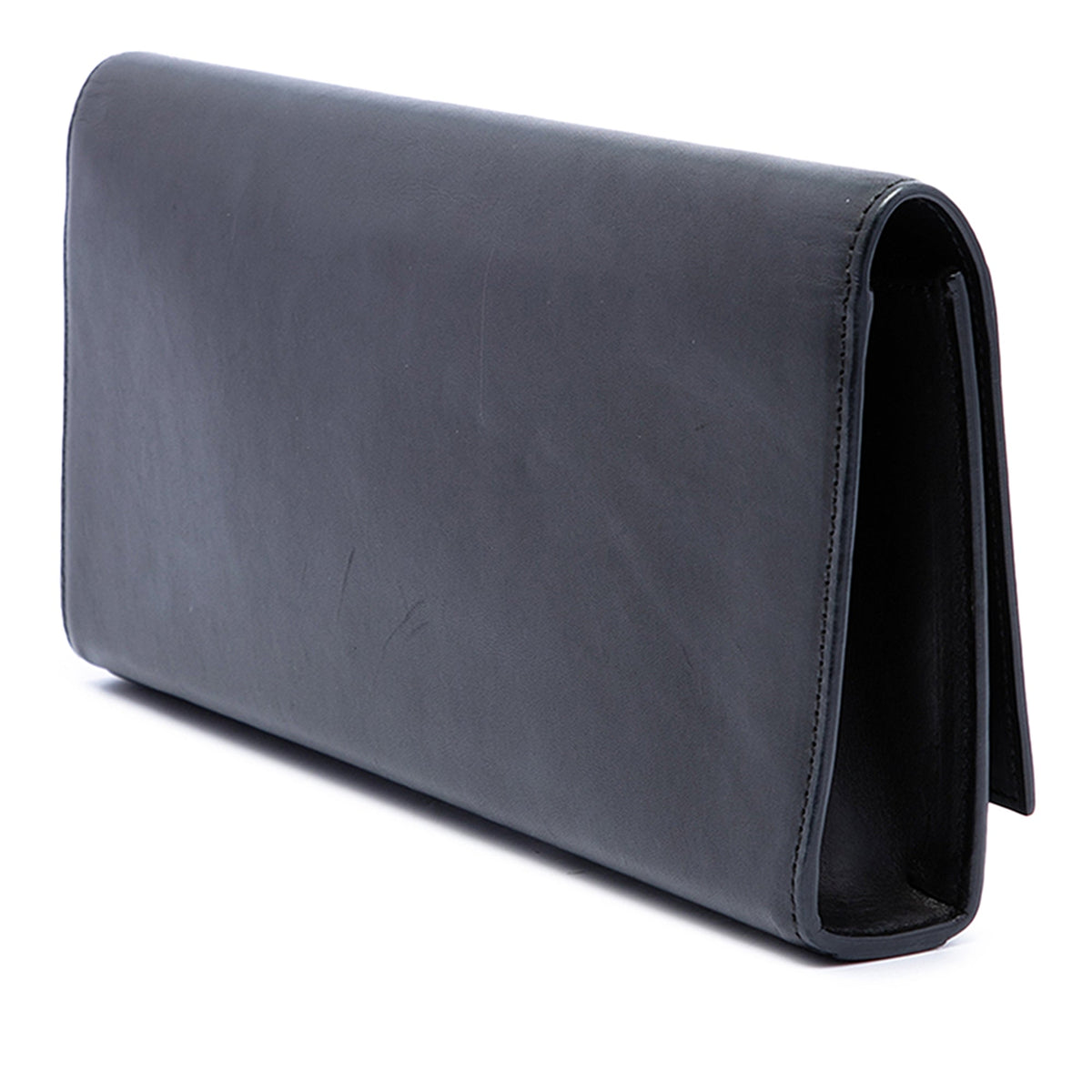 Saint Laurent Smooth Leather Cassandre Clutch — Black