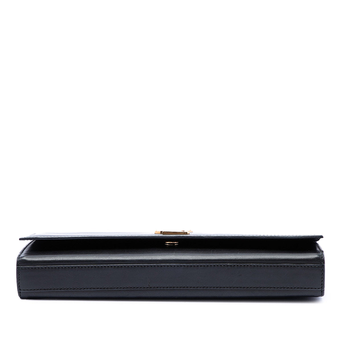 Saint Laurent Smooth Leather Cassandre Clutch — Black