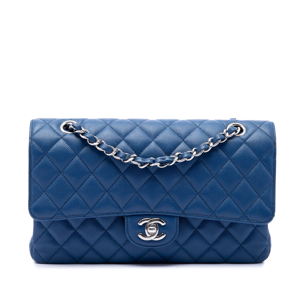 Chanel Medium Classic Caviar Double Flap — Blue