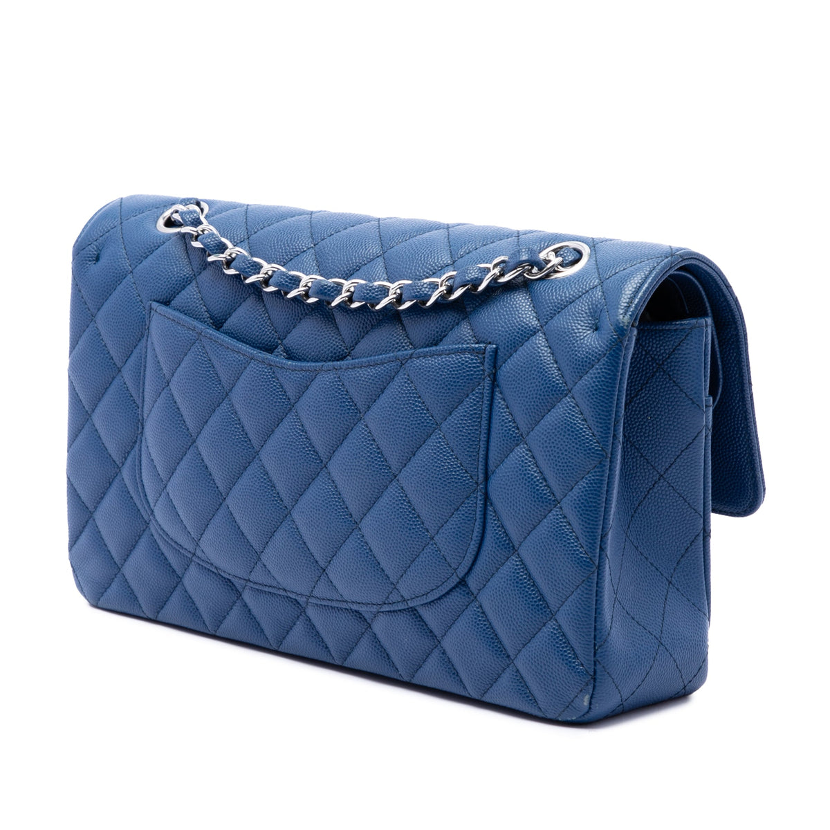 Chanel Medium Classic Caviar Double Flap — Blue