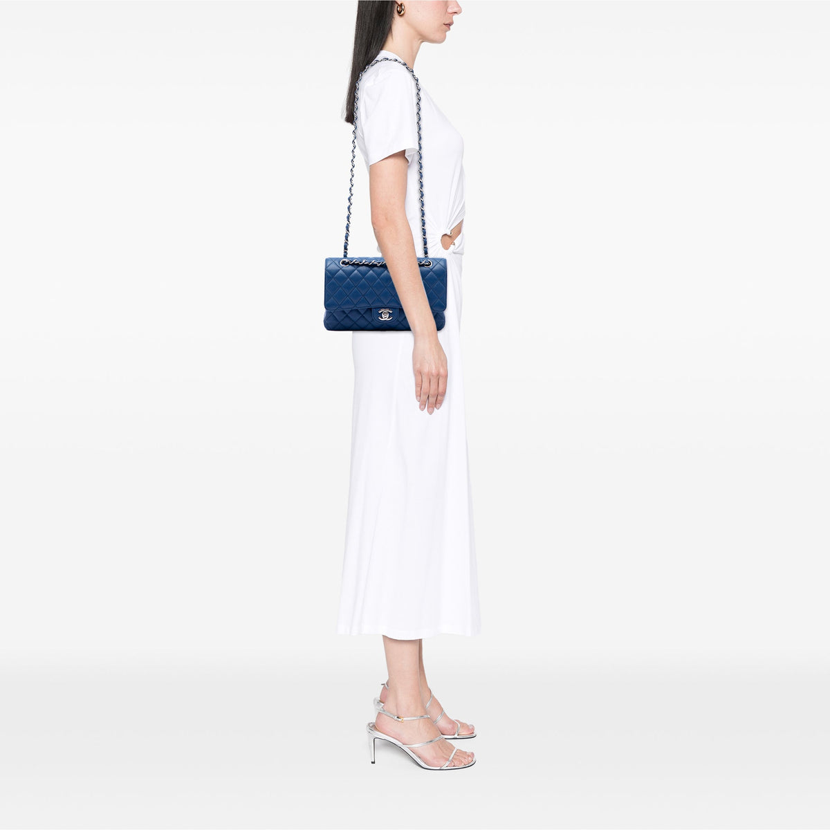 Chanel Medium Classic Caviar Double Flap — Blue