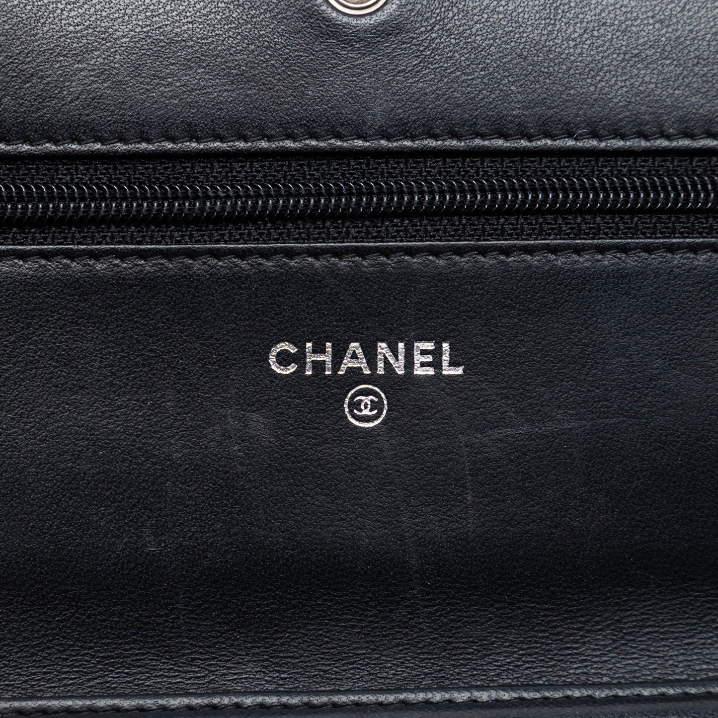 Chanel CC Embossed Lambskin Camellia Wallet On Chain
