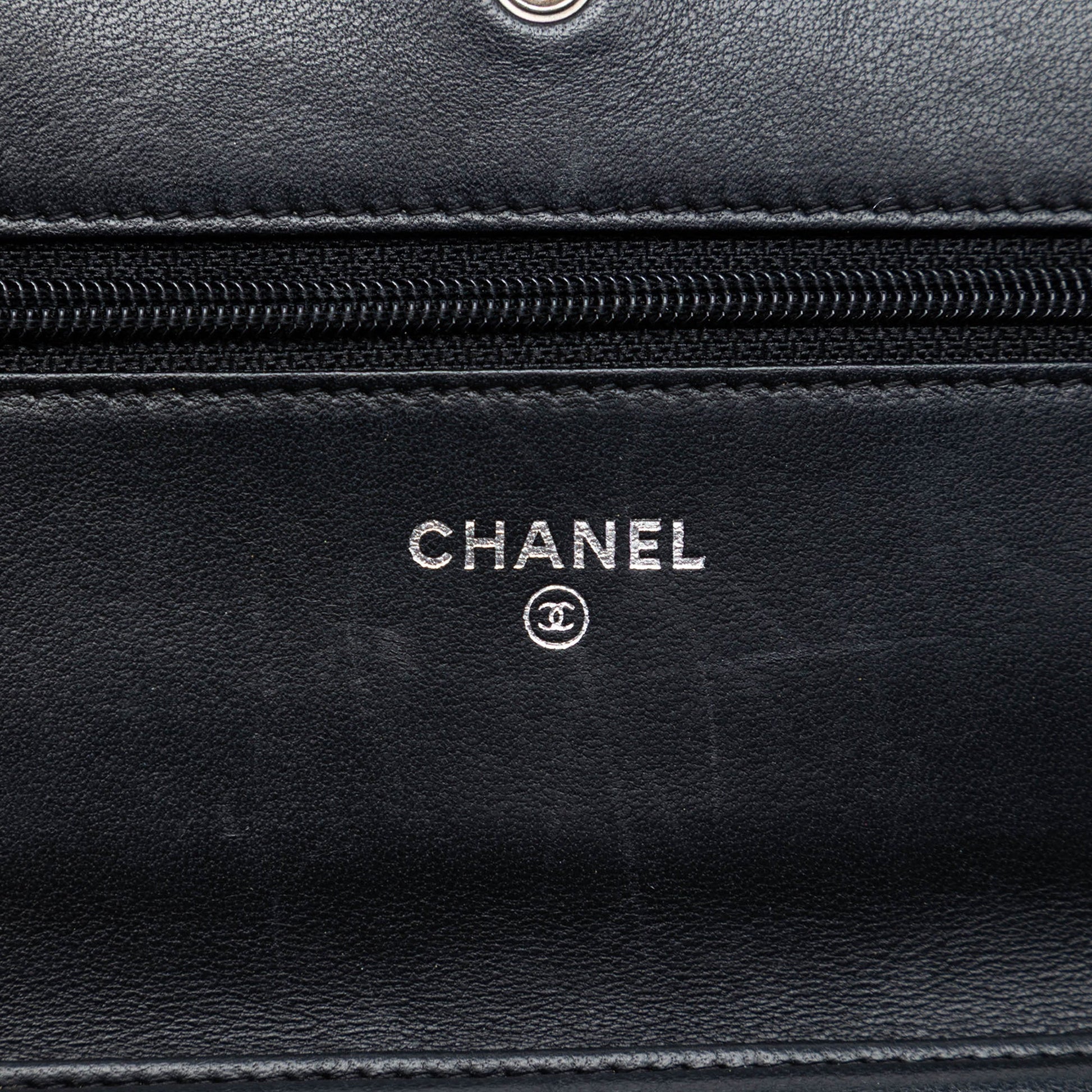 Chanel CC Embossed Lambskin Camellia Wallet On Chain