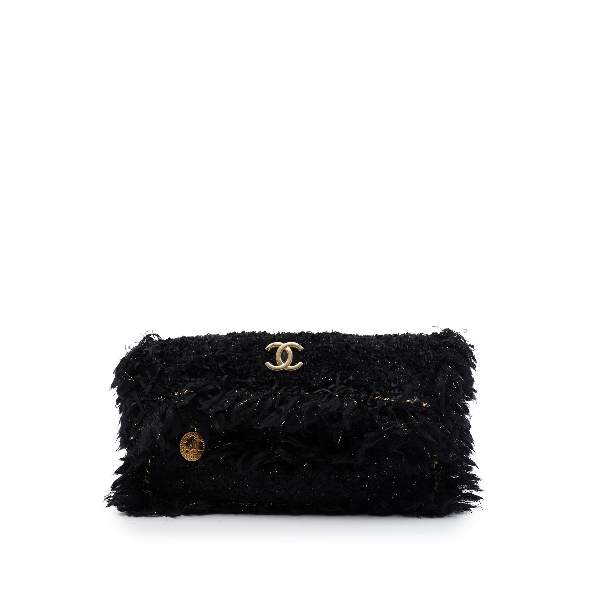 Chanel Paris Cosmopolite Tweed Fringe Clutch