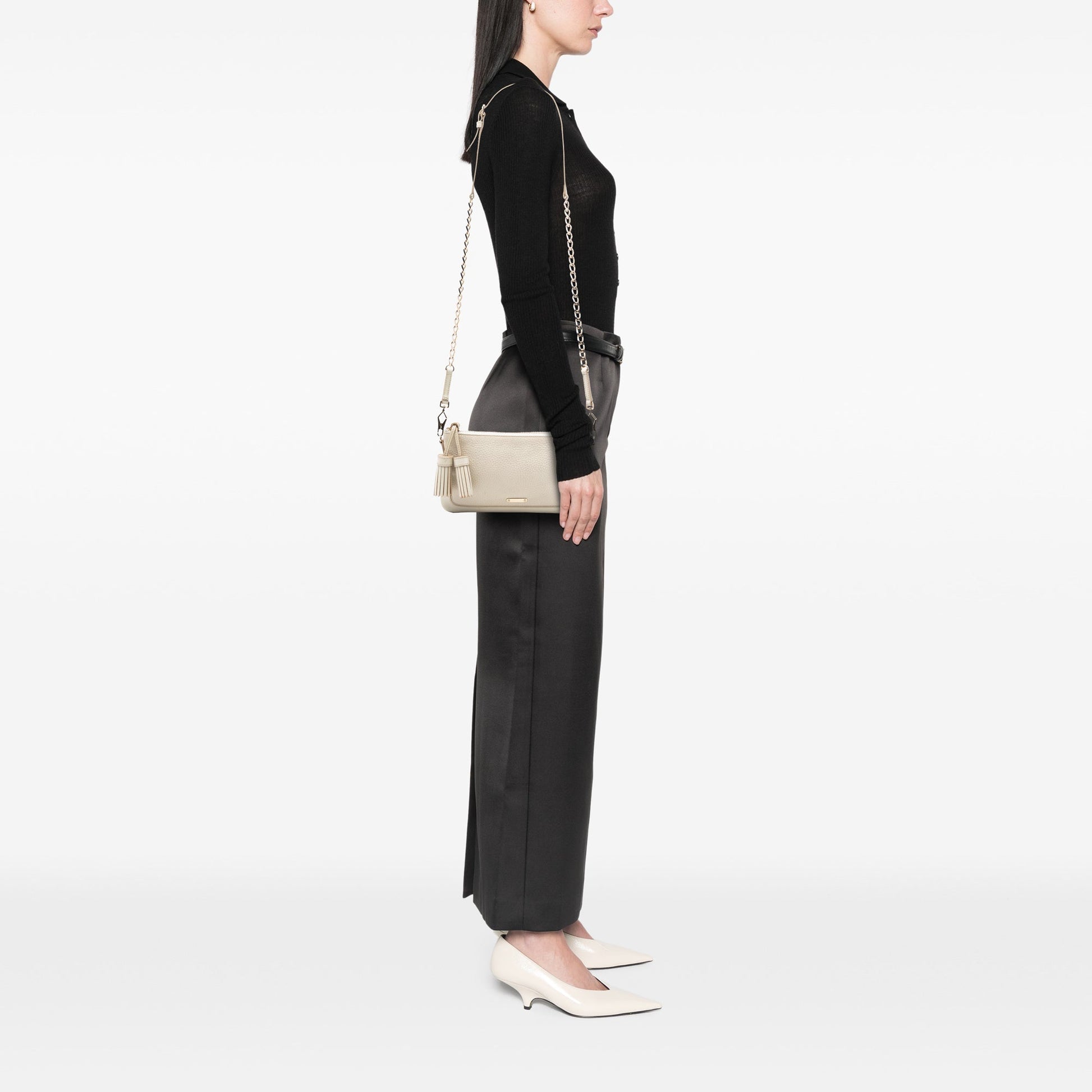 Burberry Leather Tassel Chain Crossbody