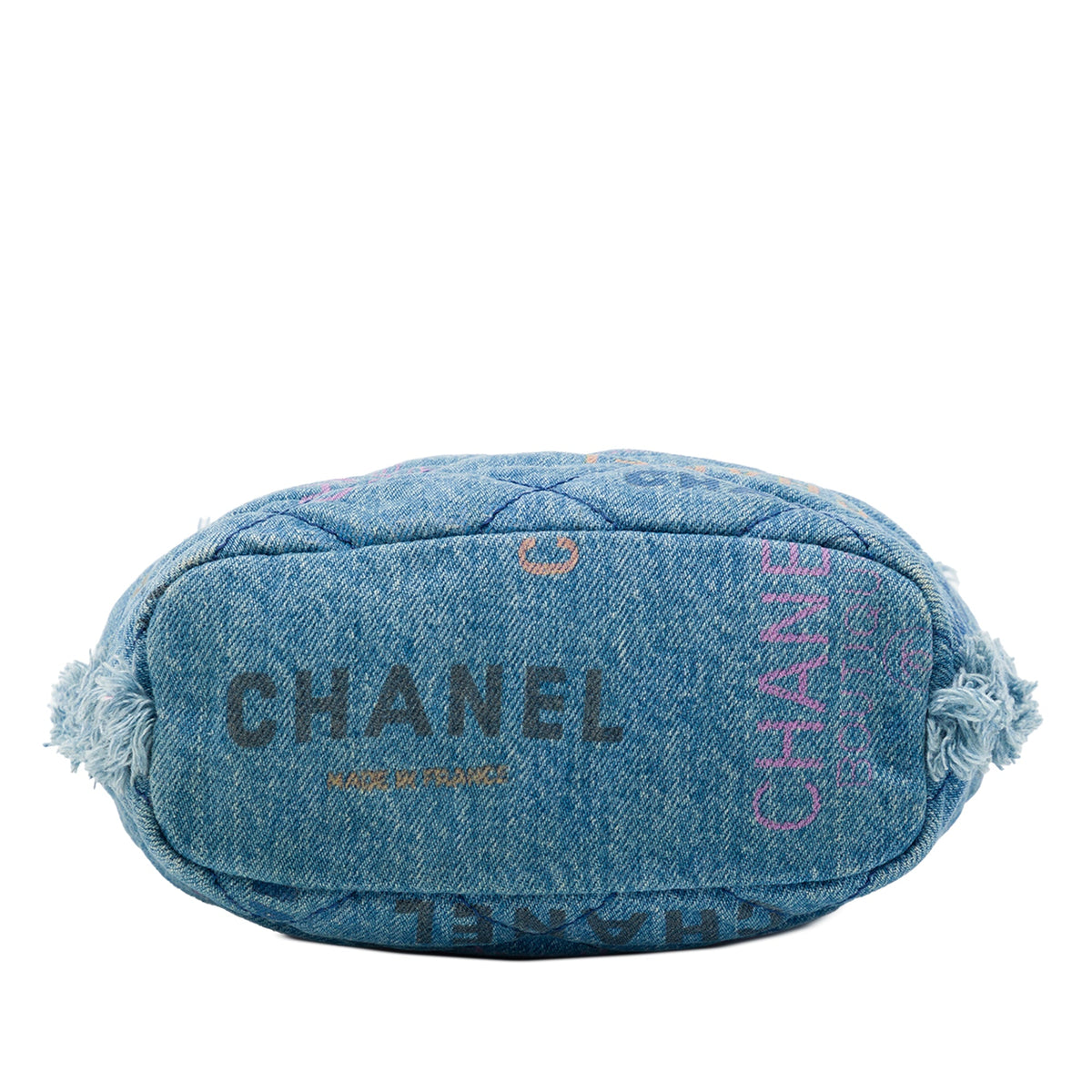Chanel Small Quilted Denim Mood Bucket with Chain — Blue
