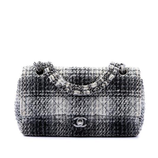 Chanel Medium Classic Quilted Tweed Double Flap