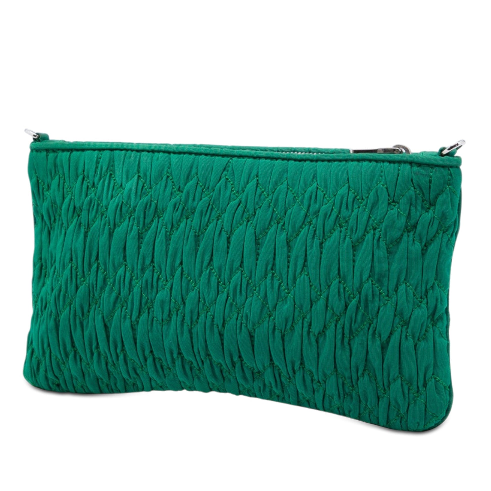 Miu Miu Matelasse Nylon Crystal Chain Crossbody