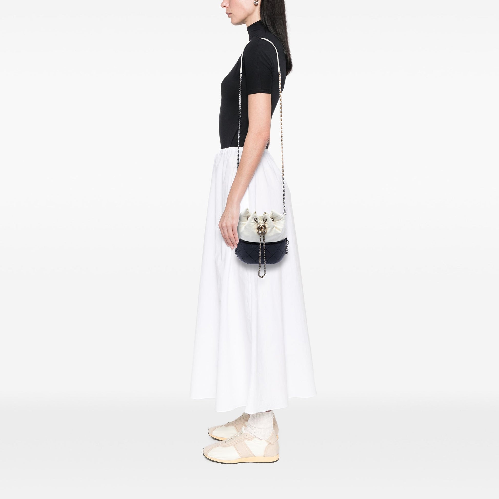 Chanel Small Bicolor Quilted Calfskin Gabrielle Bucket Bag