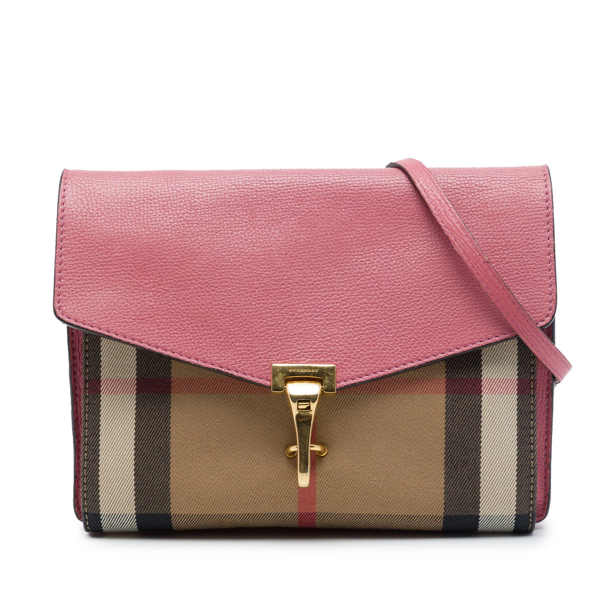 Burberry Small Leather and House Check Canvas Derby Macken Crossbody