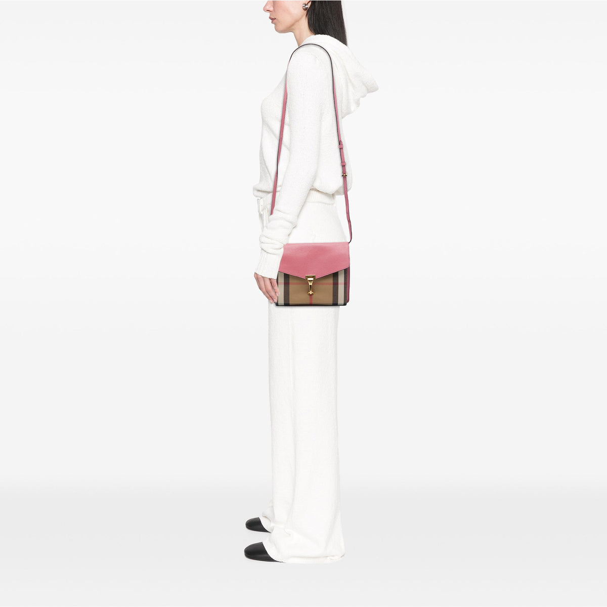 Burberry Small Leather and House Check Canvas Derby Macken Crossbody