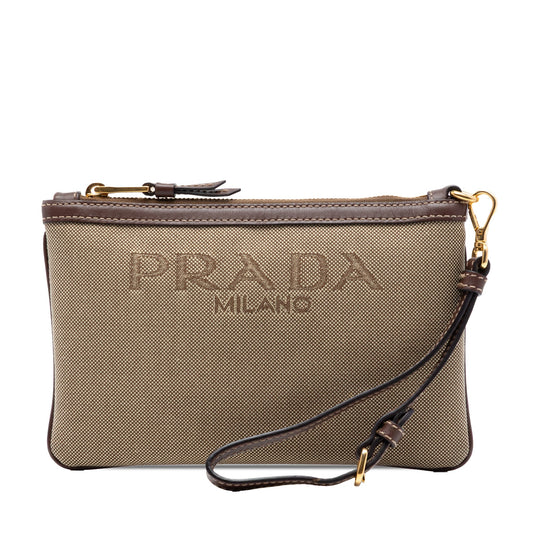 Prada Canvas Canapa Wristlet Clutch