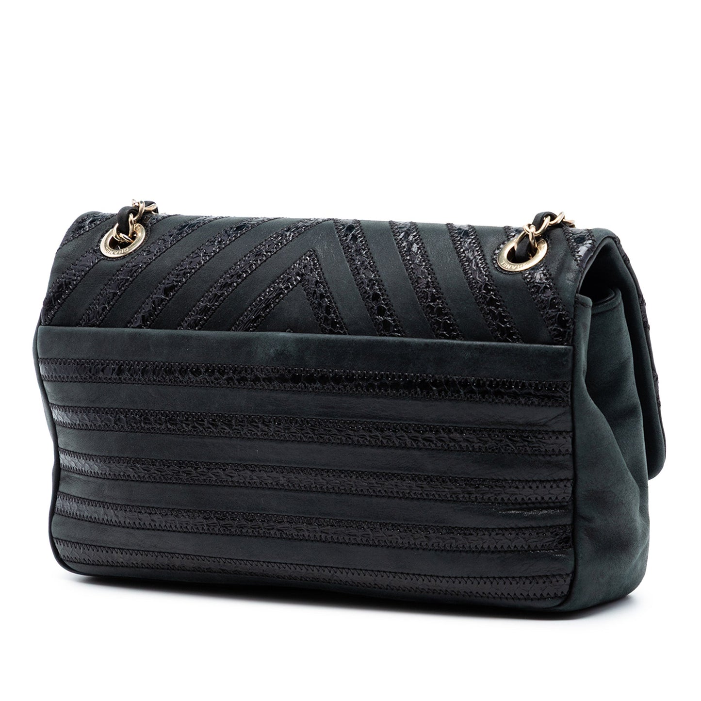 Medium Classic Chevron Wrinkled Calfskin and Suede Single Flap