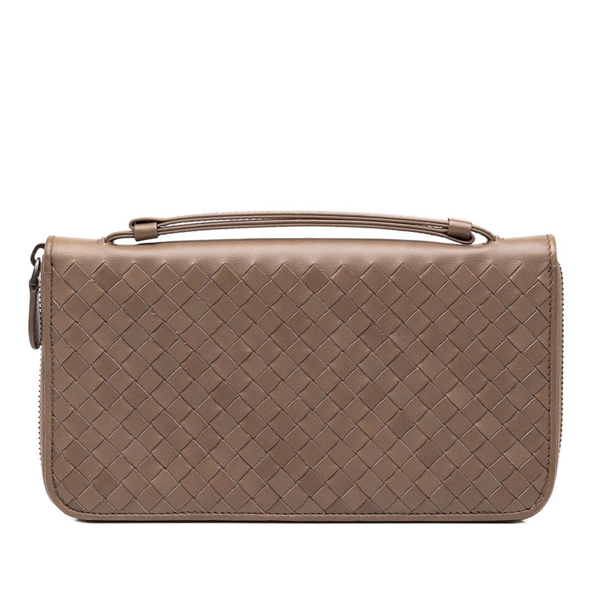 Bottega Veneta Nappa Intrecciato Wallet on Strap — Brown