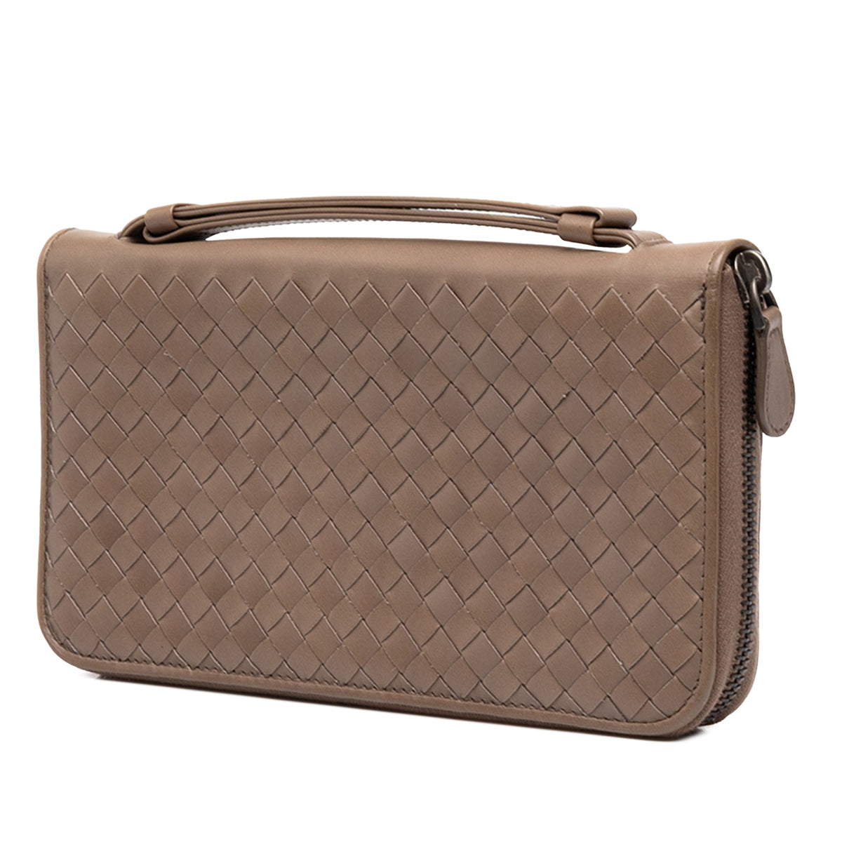 Bottega Veneta Nappa Intrecciato Wallet on Strap — Brown