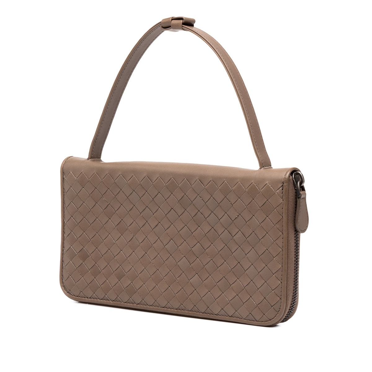 Bottega Veneta Nappa Intrecciato Wallet on Strap — Brown