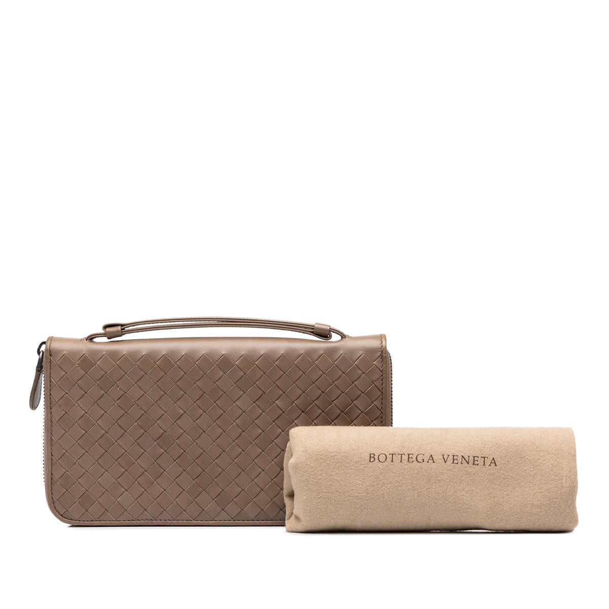 Bottega Veneta Nappa Intrecciato Wallet on Strap — Brown