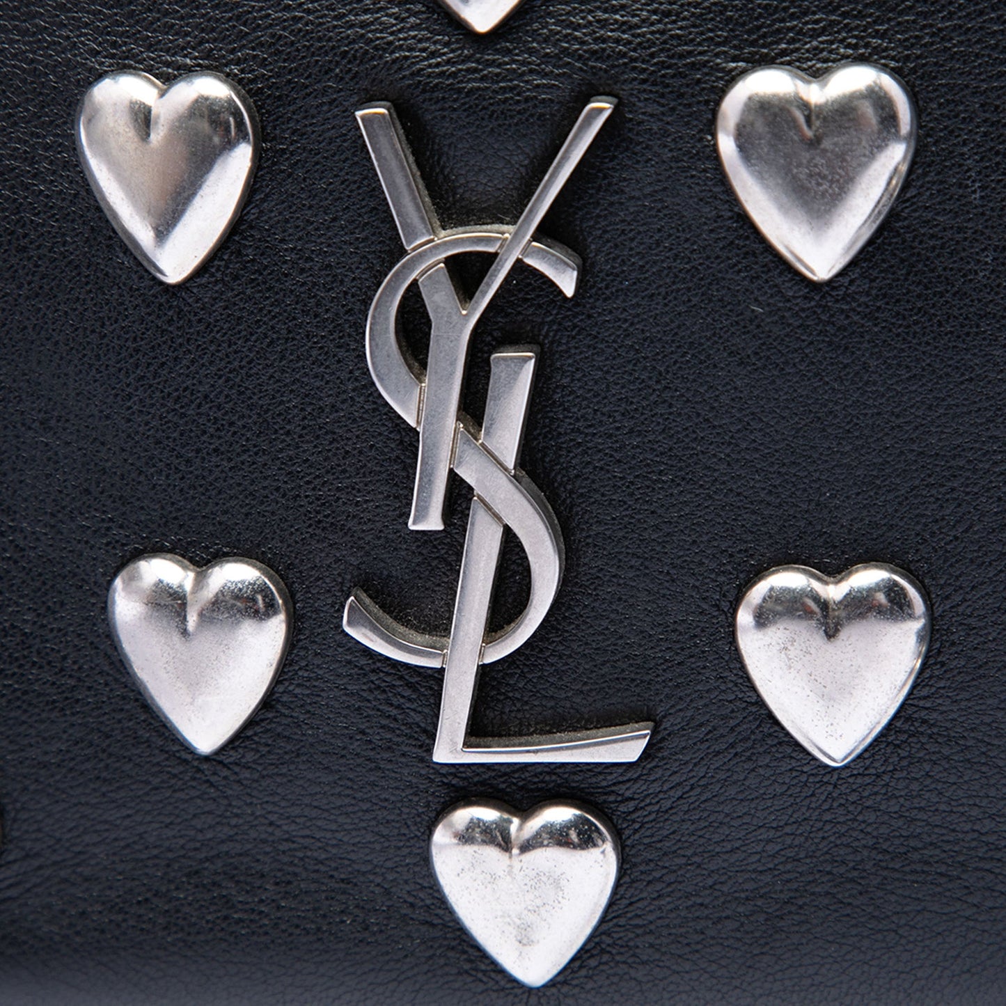 Saint Laurent Studded Calfskin Monogram Heart Blogger Crossbody