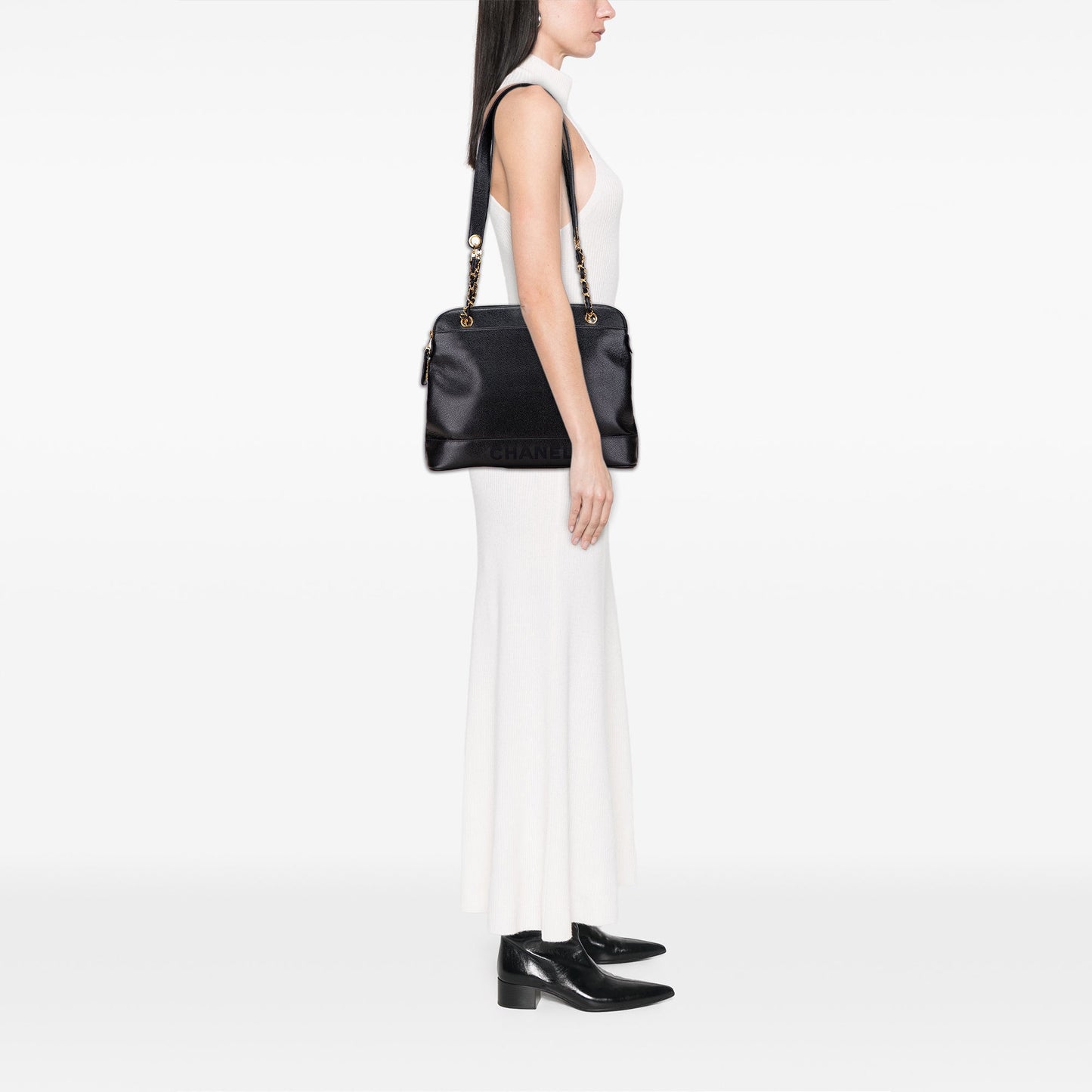 Chanel Caviar Logo Shoulder Bag