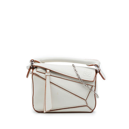LOEWE Nano Calfskin Puzzle Satchel — White