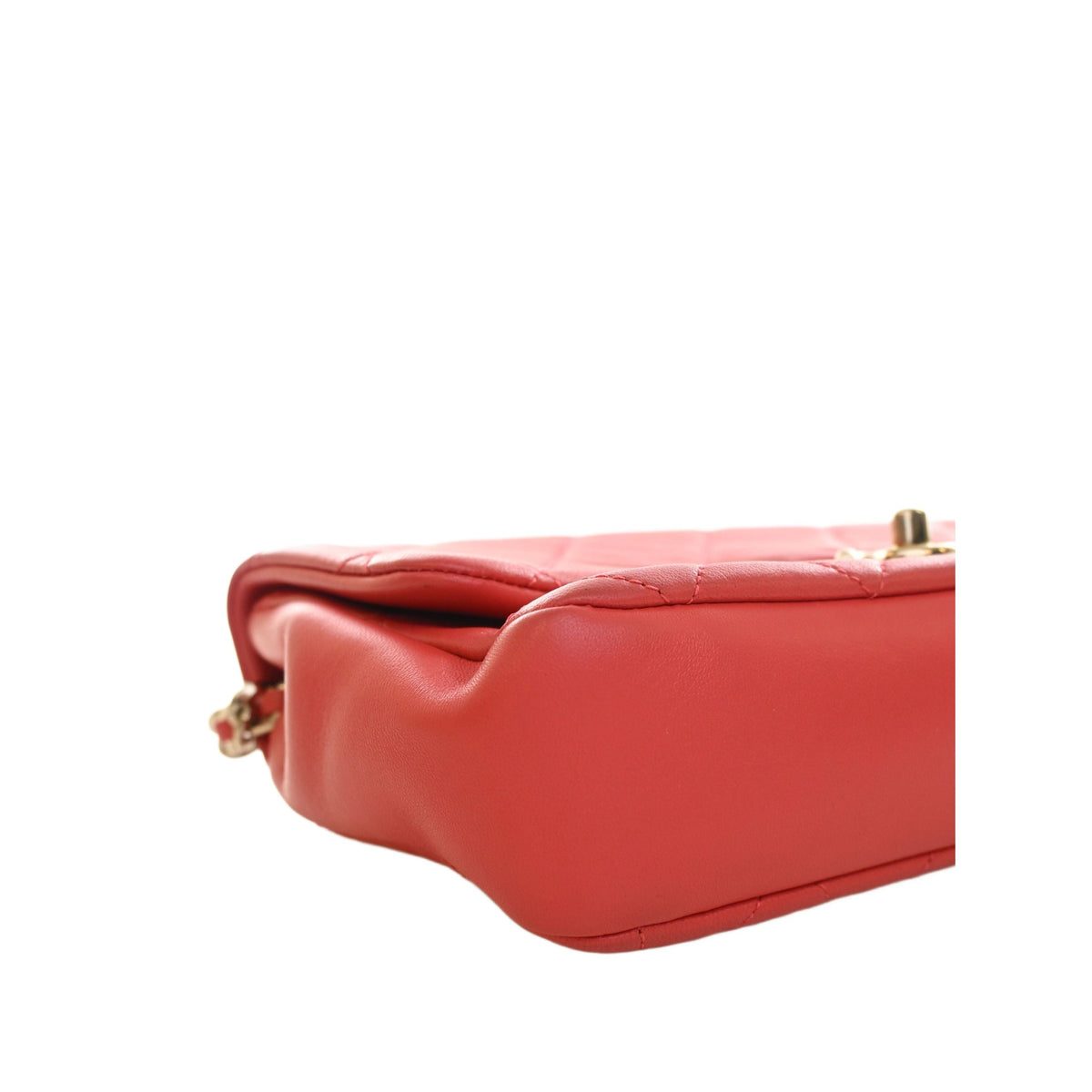 Chanel Small Lambskin Elegant Chain Single Flap — Red