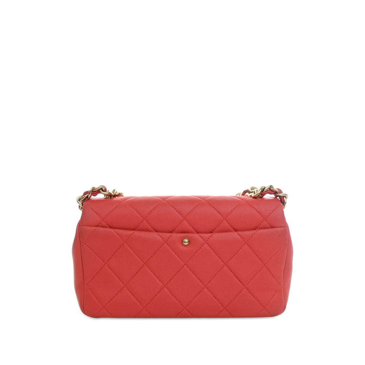 Chanel Small Lambskin Elegant Chain Single Flap — Red
