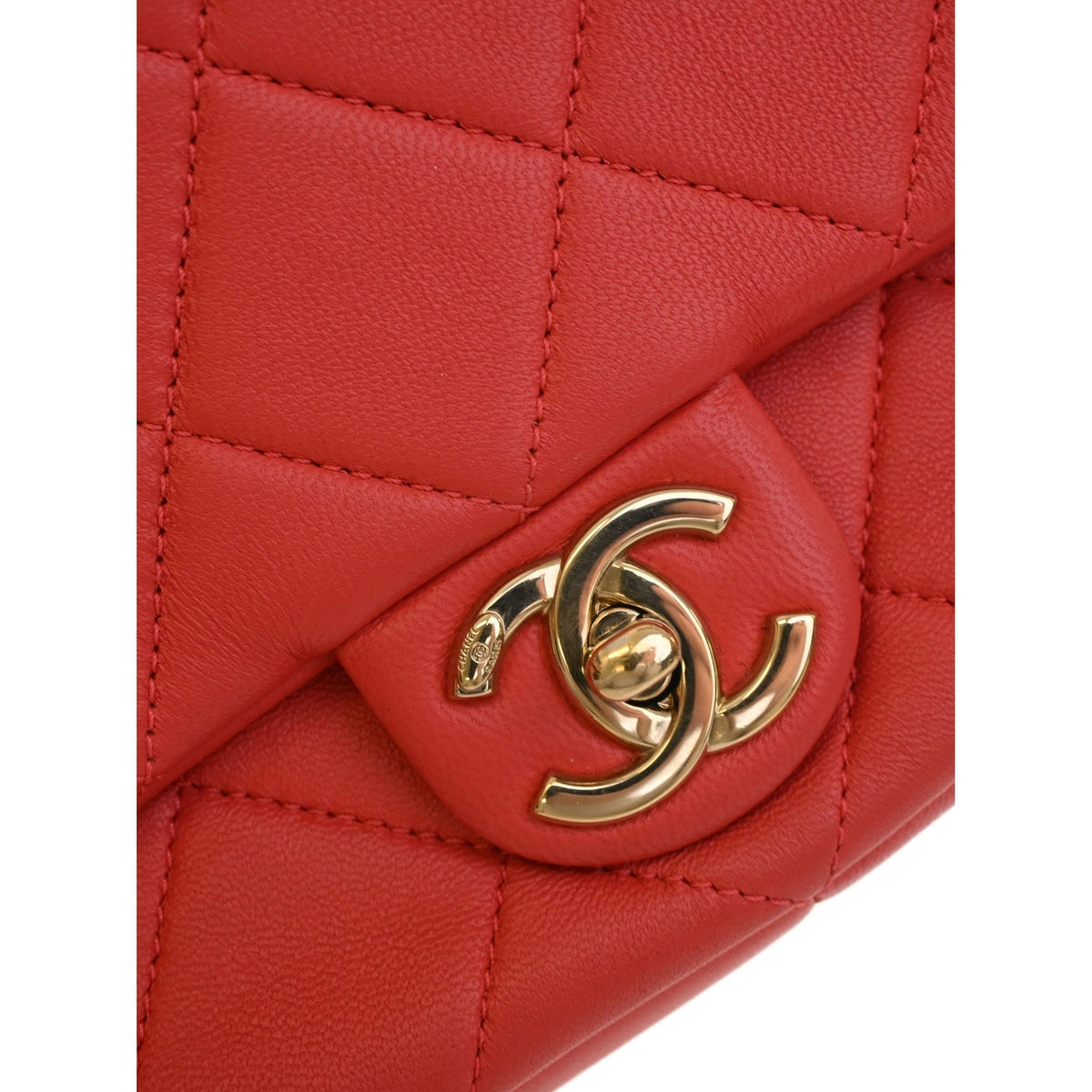Chanel Small Lambskin Elegant Chain Single Flap — Red