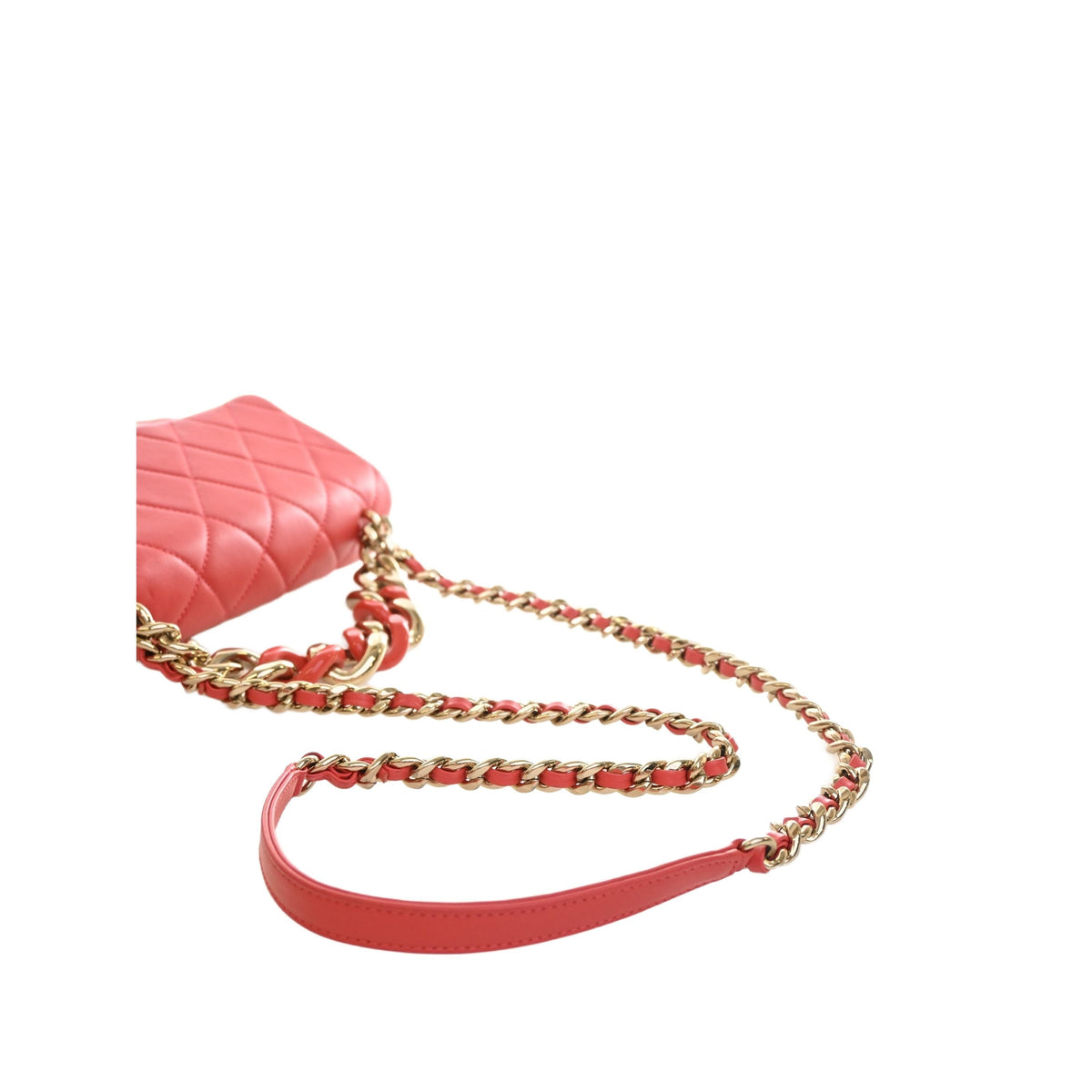 Chanel Small Lambskin Elegant Chain Single Flap — Red