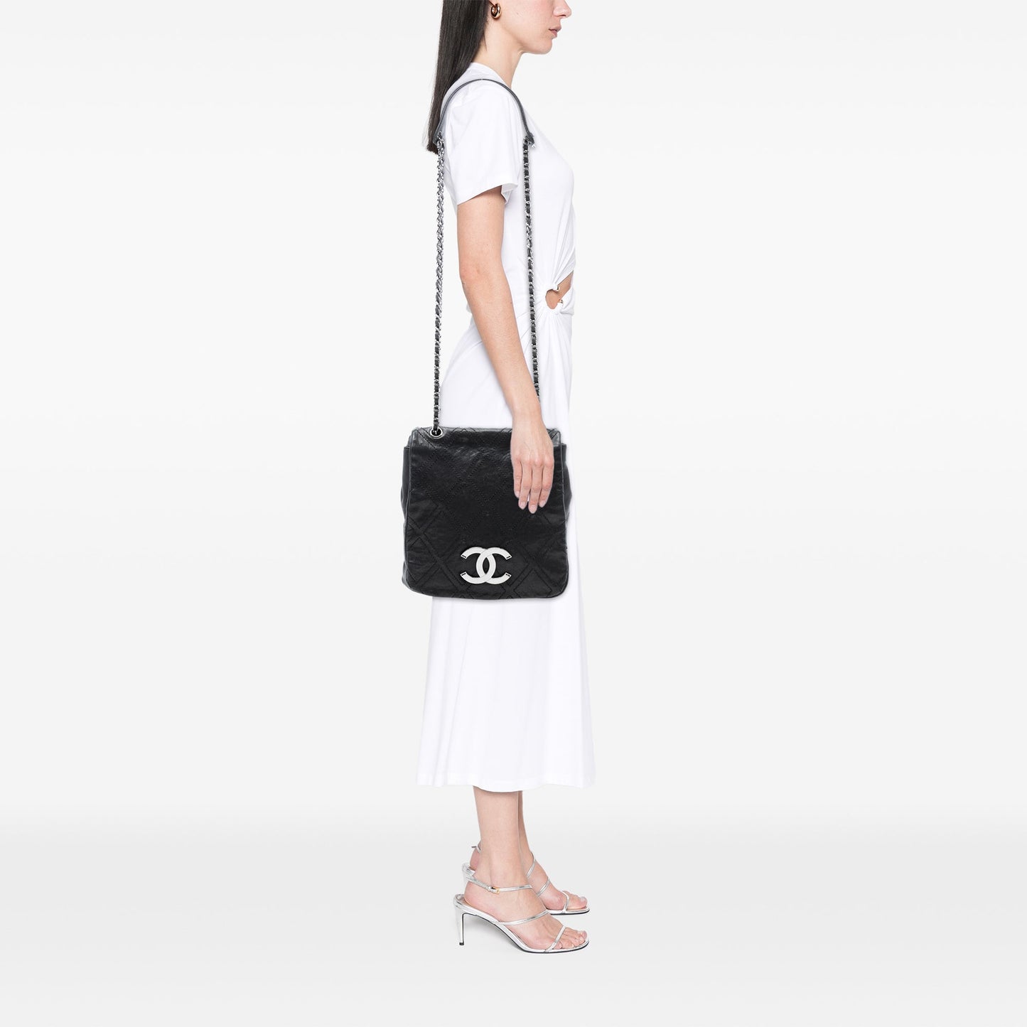 Chanel Large Calfskin Diamond Stitch Crossbody