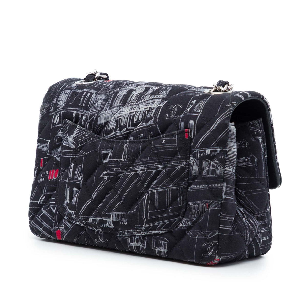 Chanel Mini Classic Canvas Parisian Rooftop Single Flap — Black