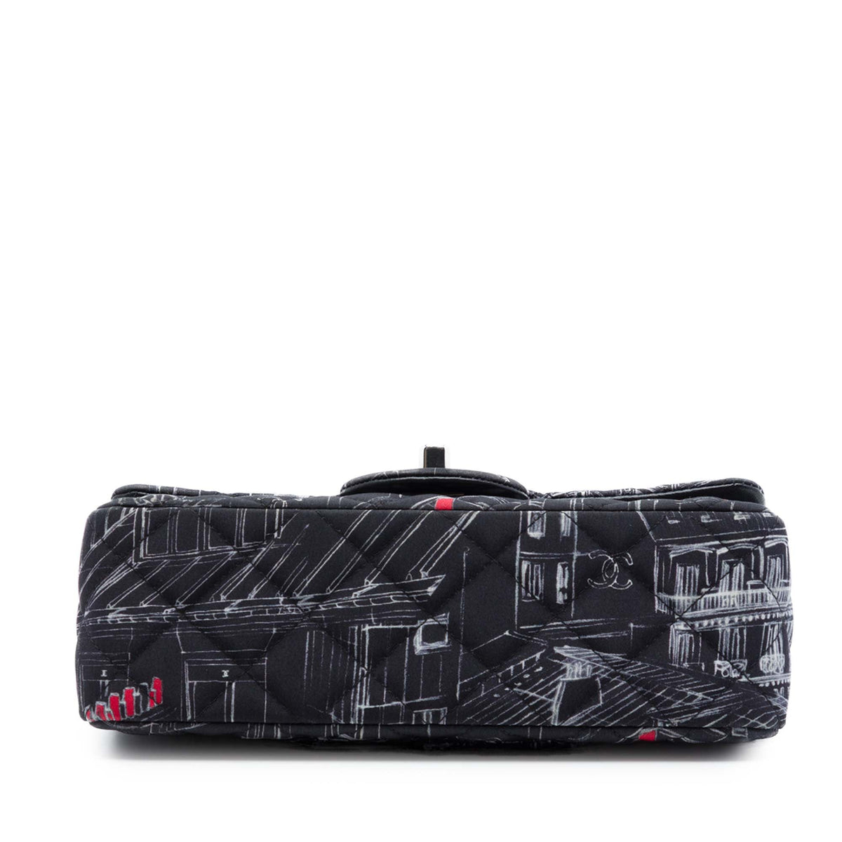 Chanel Mini Classic Canvas Parisian Rooftop Single Flap — Black
