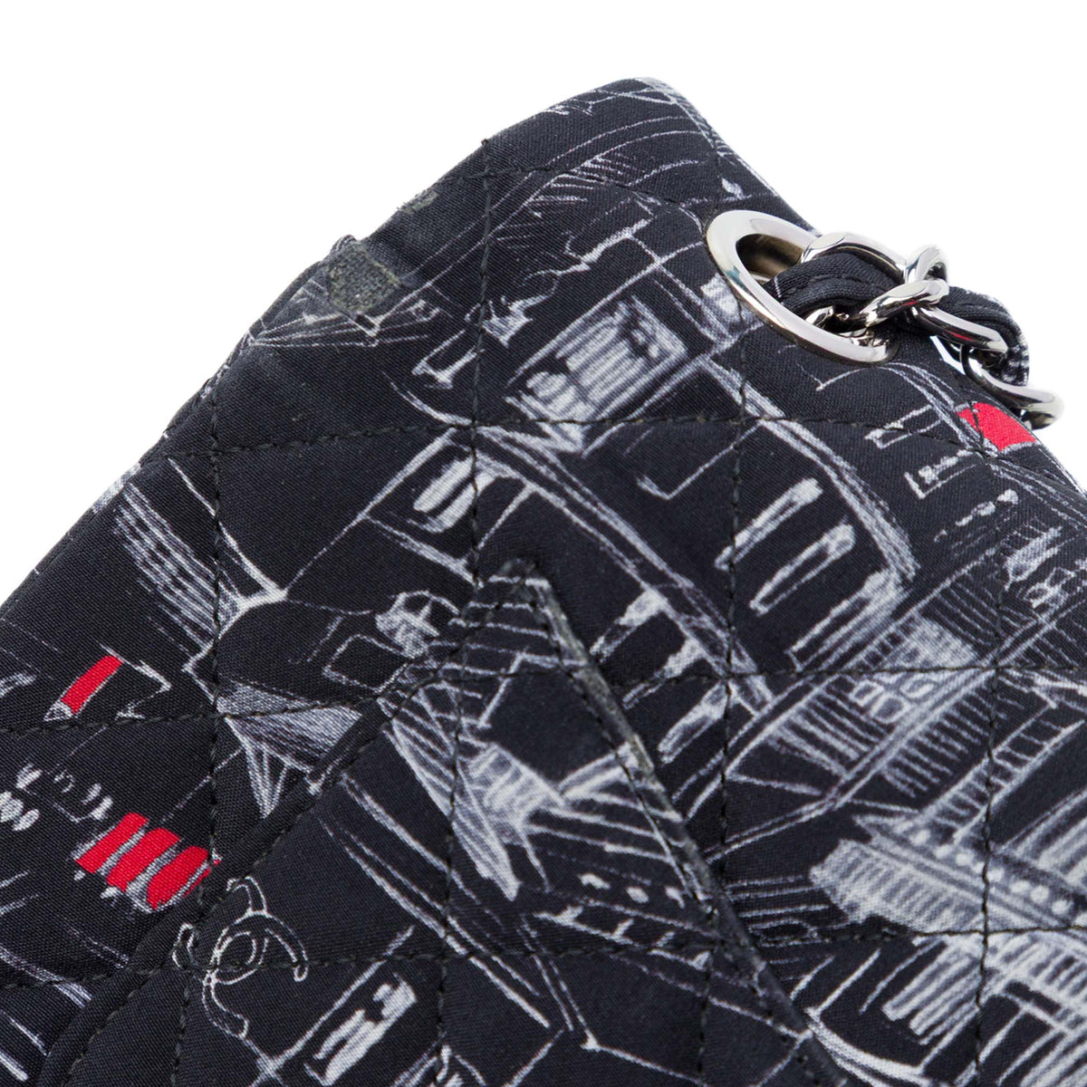 Chanel Mini Classic Canvas Parisian Rooftop Single Flap — Black