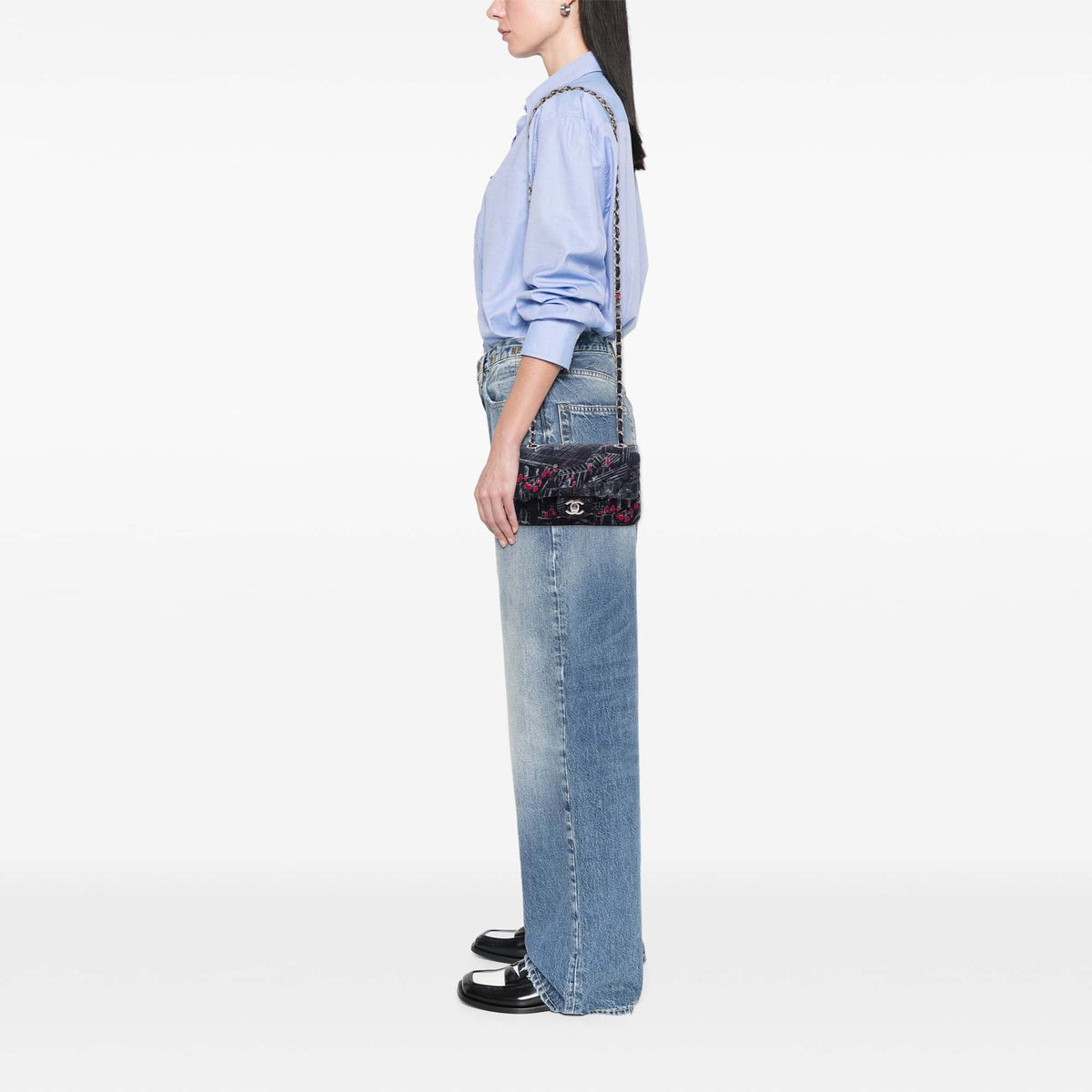 Chanel Mini Classic Canvas Parisian Rooftop Single Flap — Black