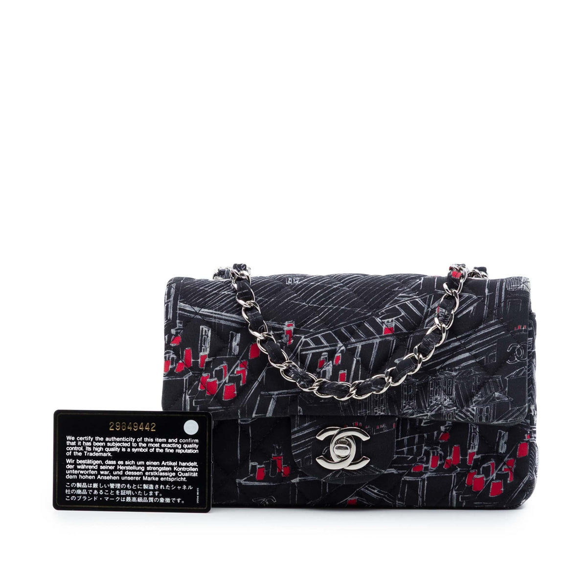 Chanel Mini Classic Canvas Parisian Rooftop Single Flap — Black