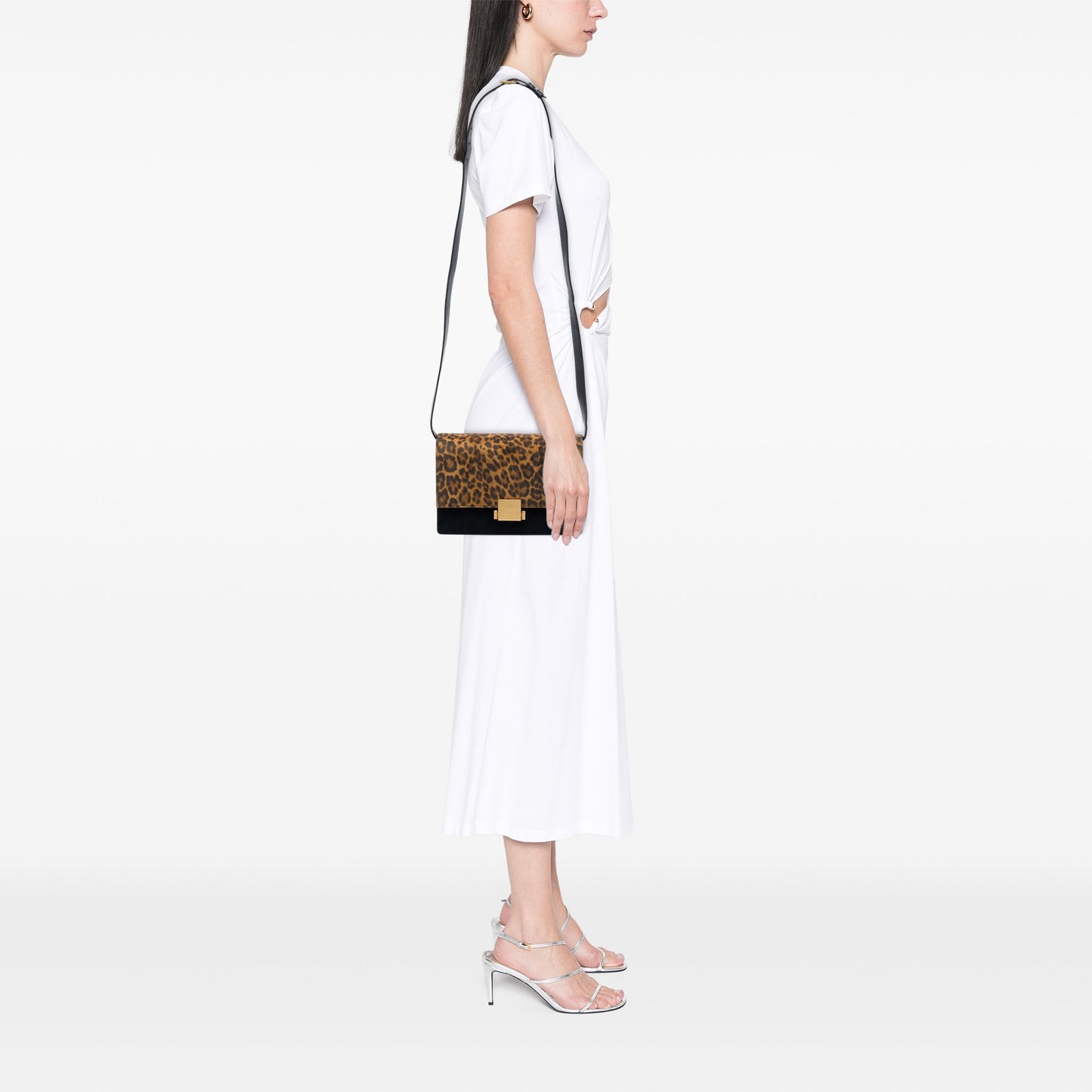 Saint Laurent Medium Calfskin and Leopard Printed Suede Bellechasse Bag