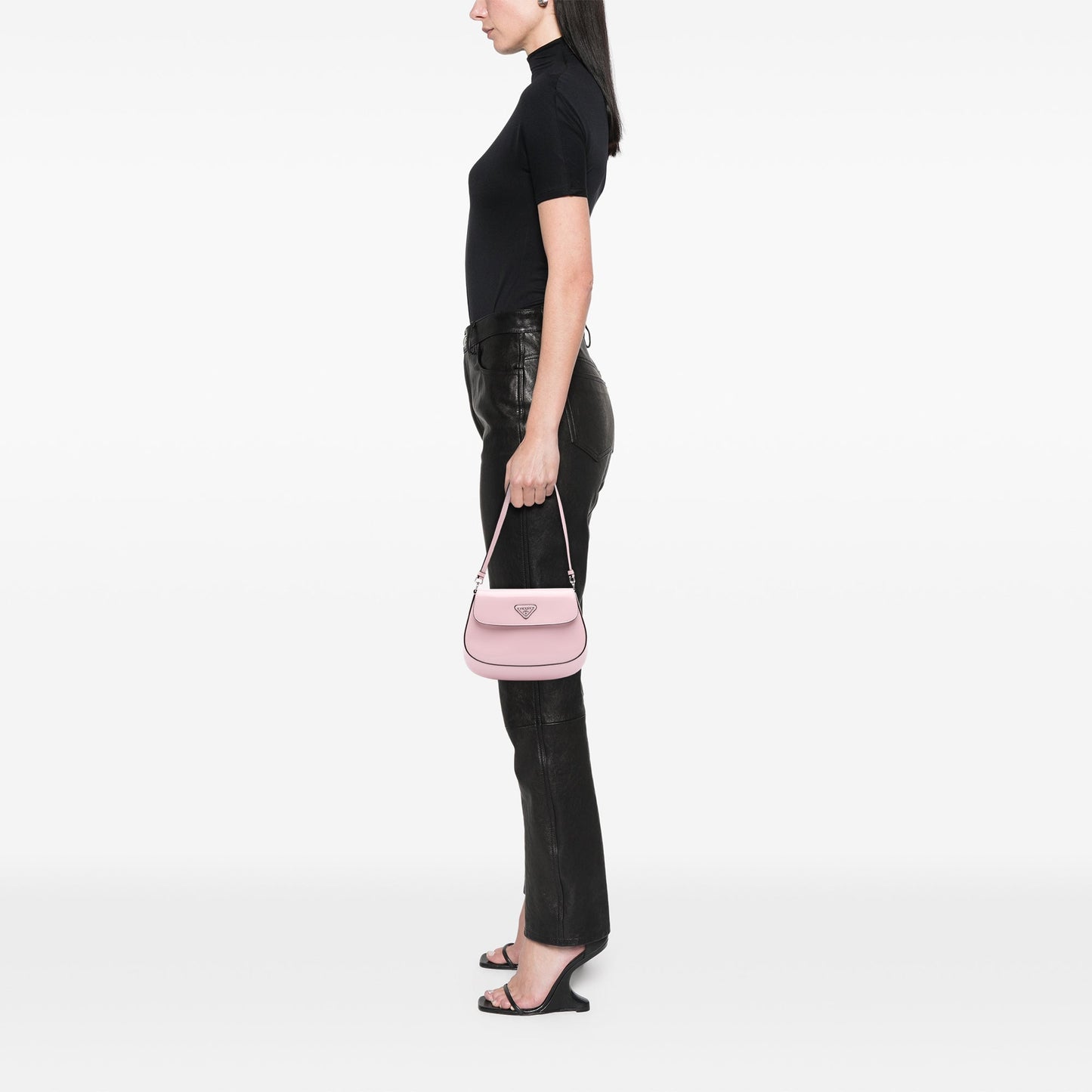Prada Spazzolato Leather Cleo Flap Shoulder Bag