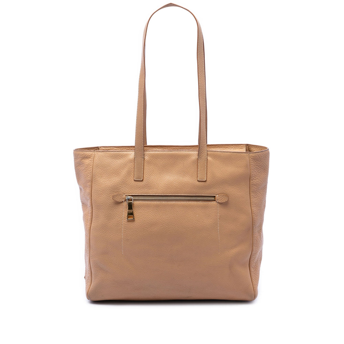 Prada Vitello Daino Shopper Tote — Brown