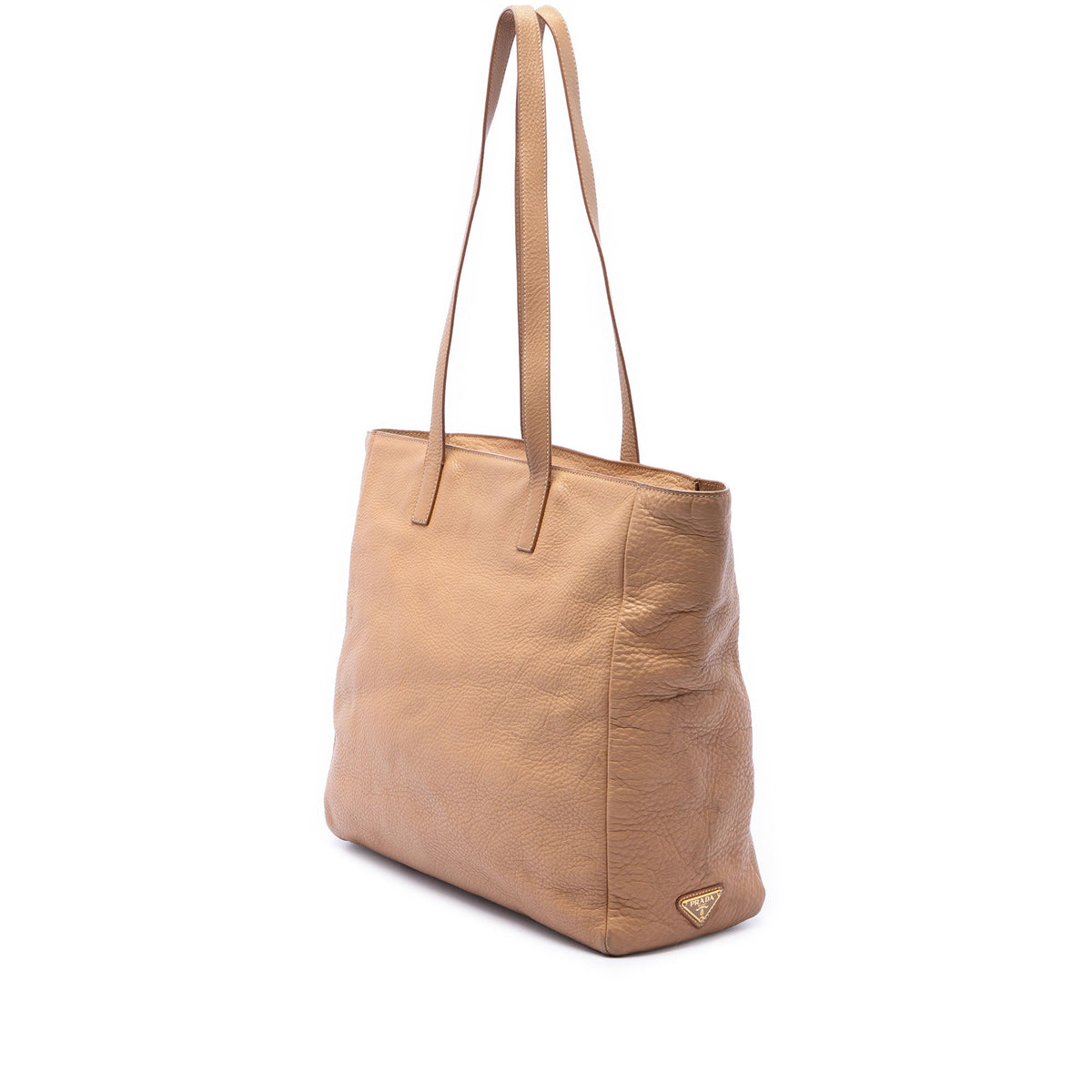 Prada Vitello Daino Shopper Tote — Brown
